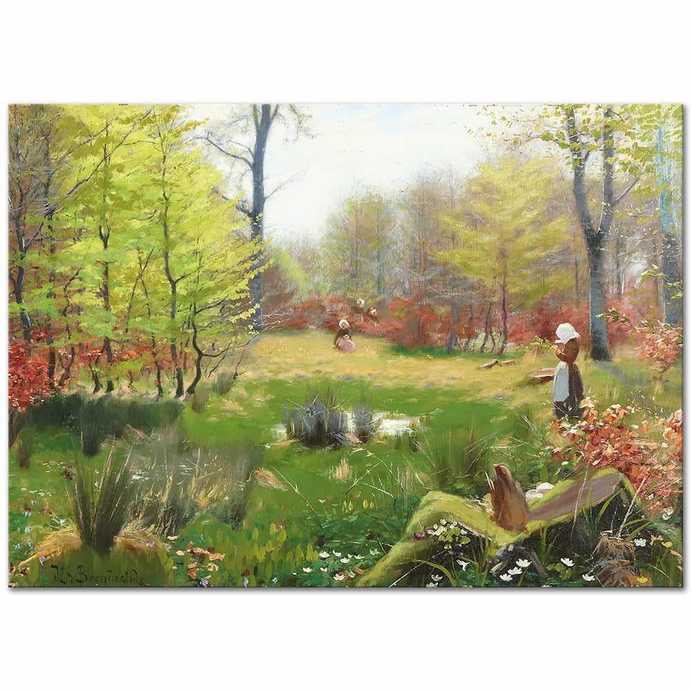 Hans Andersen Brendekilde Ormanda Çiçek Toplayan Kızlar Kanvas Tablo