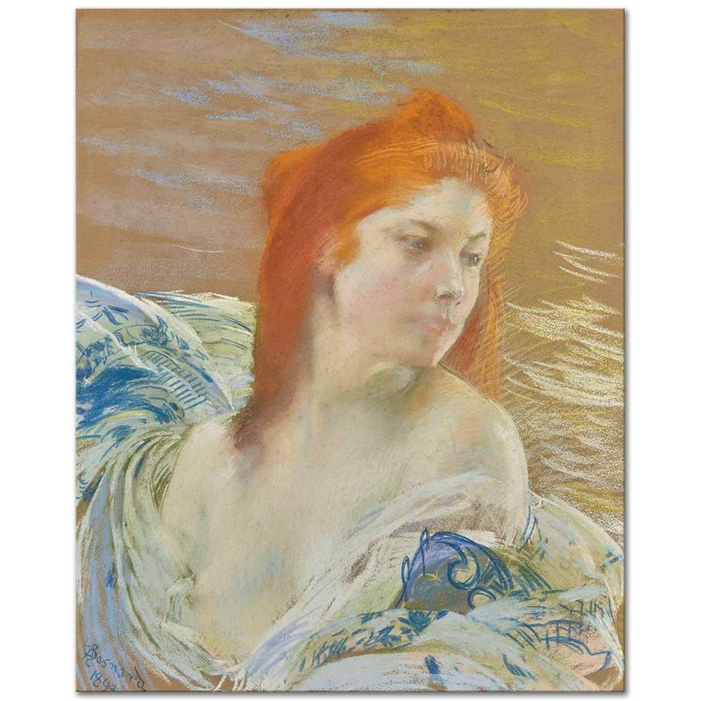 Paul Albert Besnard Kızıl Saçlı Genç Kadın Kanvas Tablo