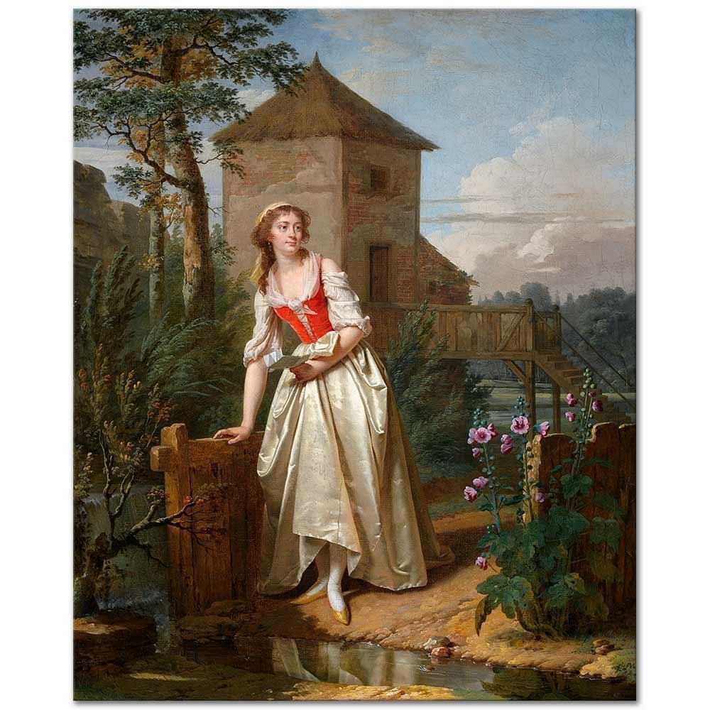 Young Woman In An English Garden by Martin Drolling as Art Print