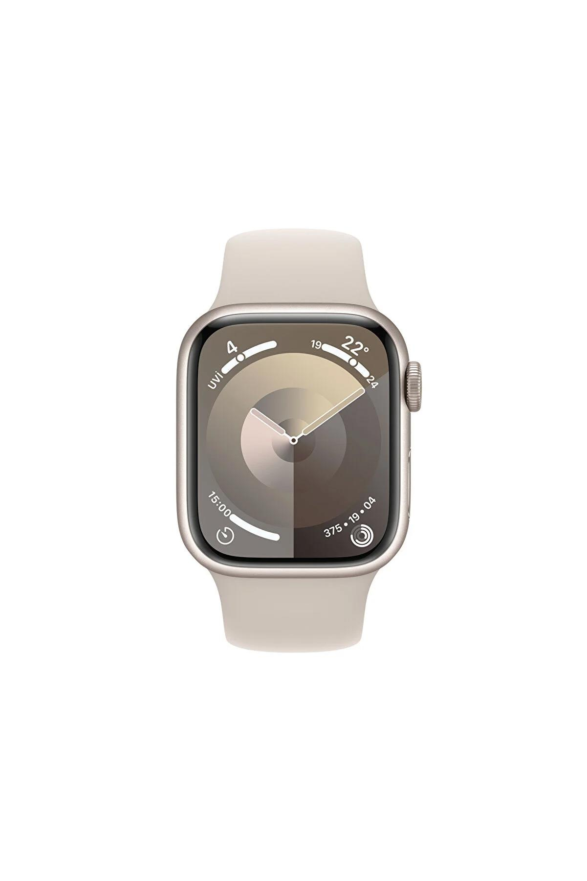 Apple Watch Series 9 GPS 41mm Yıldız Işığı Alüminyum Kasa ve Yıldız Işığı Spor Kordon S-M