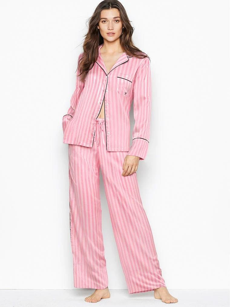 Saten Uzun  Pijama Takımı