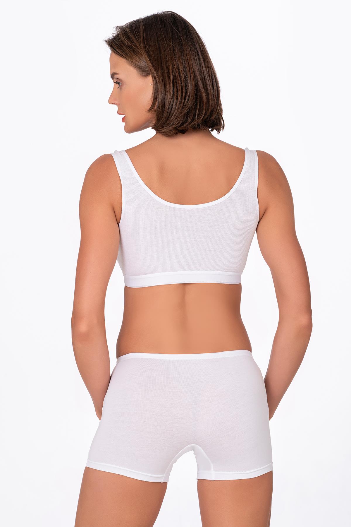  Kadın Likralı Süprem Boxer Beyaz | K0412