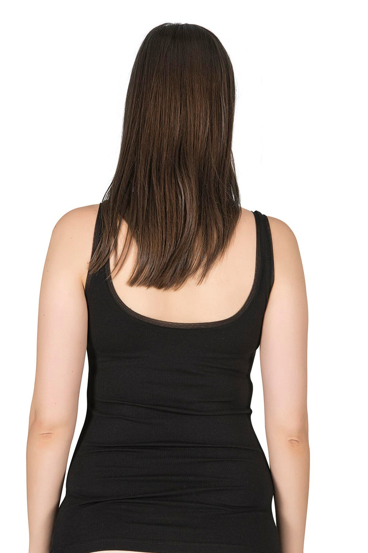  Kadın Modal Likralı Tül Biyeli Atlet Siyah | K25493 