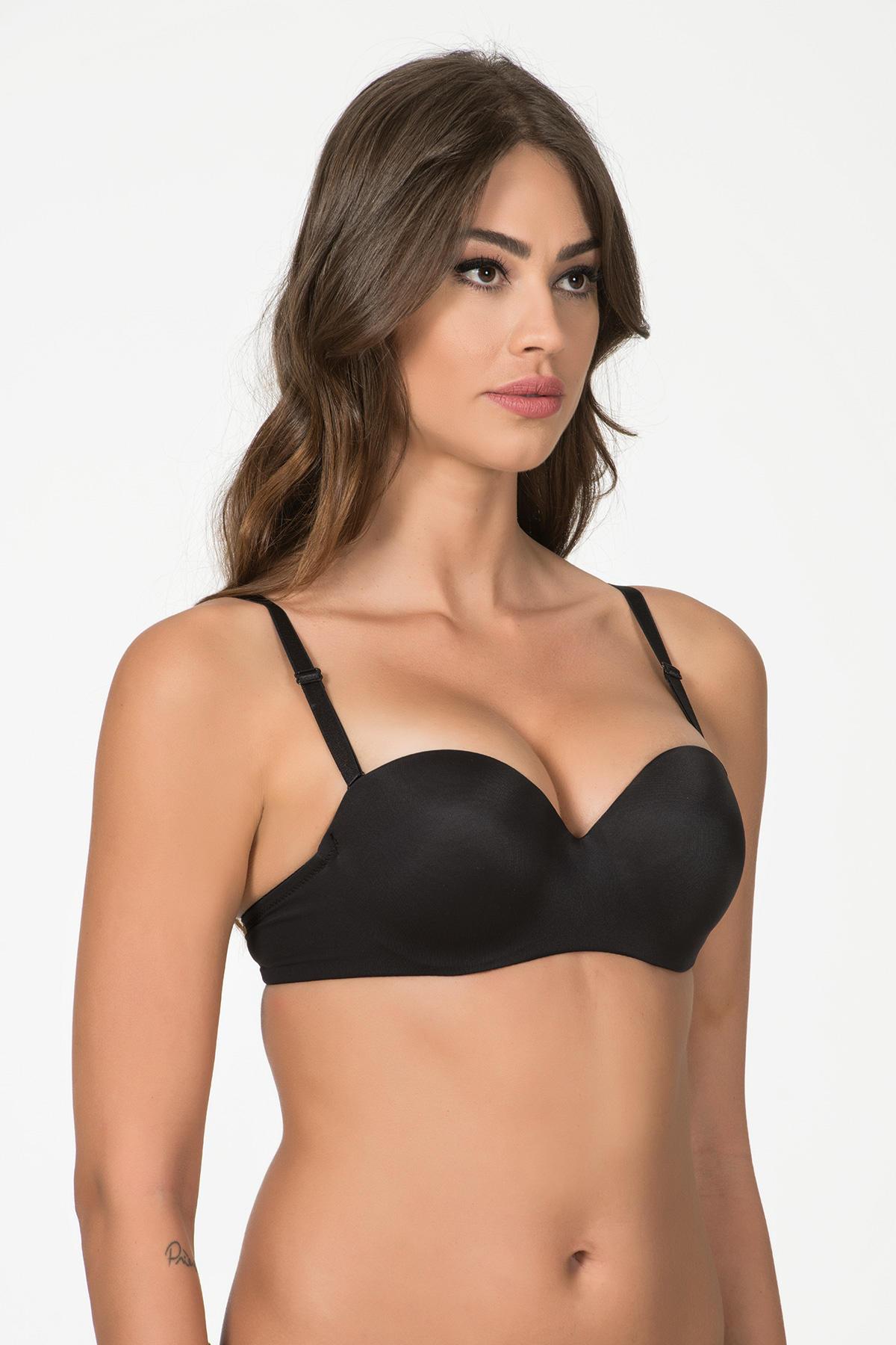  Straples Dolgulu Sütyen Siyah | Belvu 1110P 
