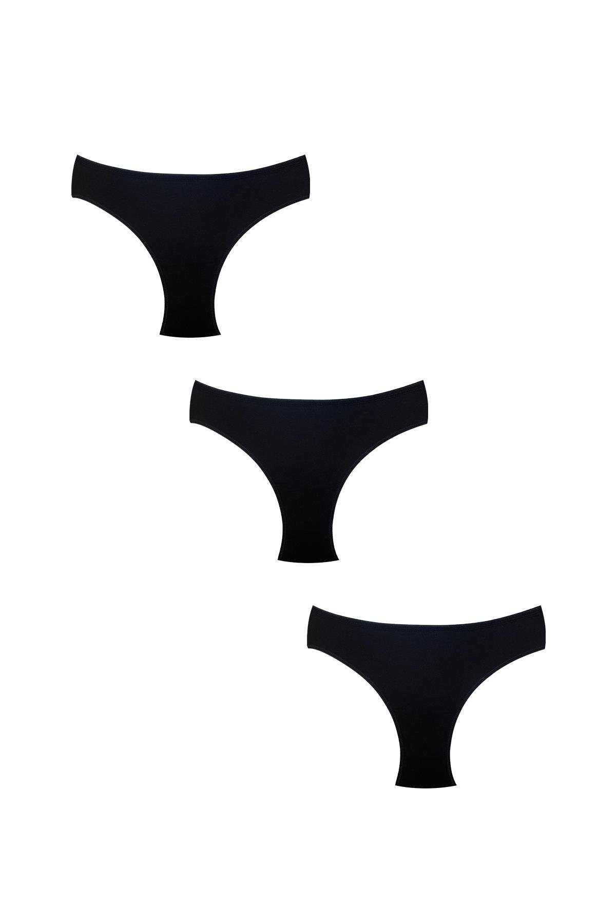 3'lü Pamuklu Modal Külot | Siyah 0330