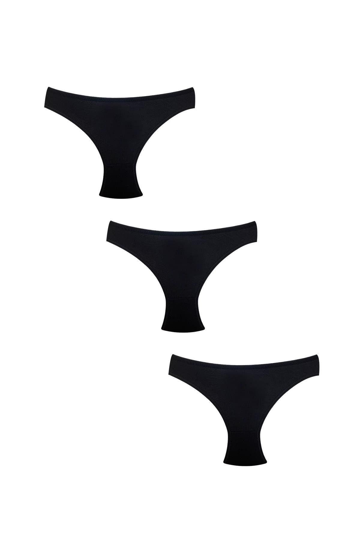 3'lü Pamuklu Slip Bamboo Kumaş | Siyah 0320