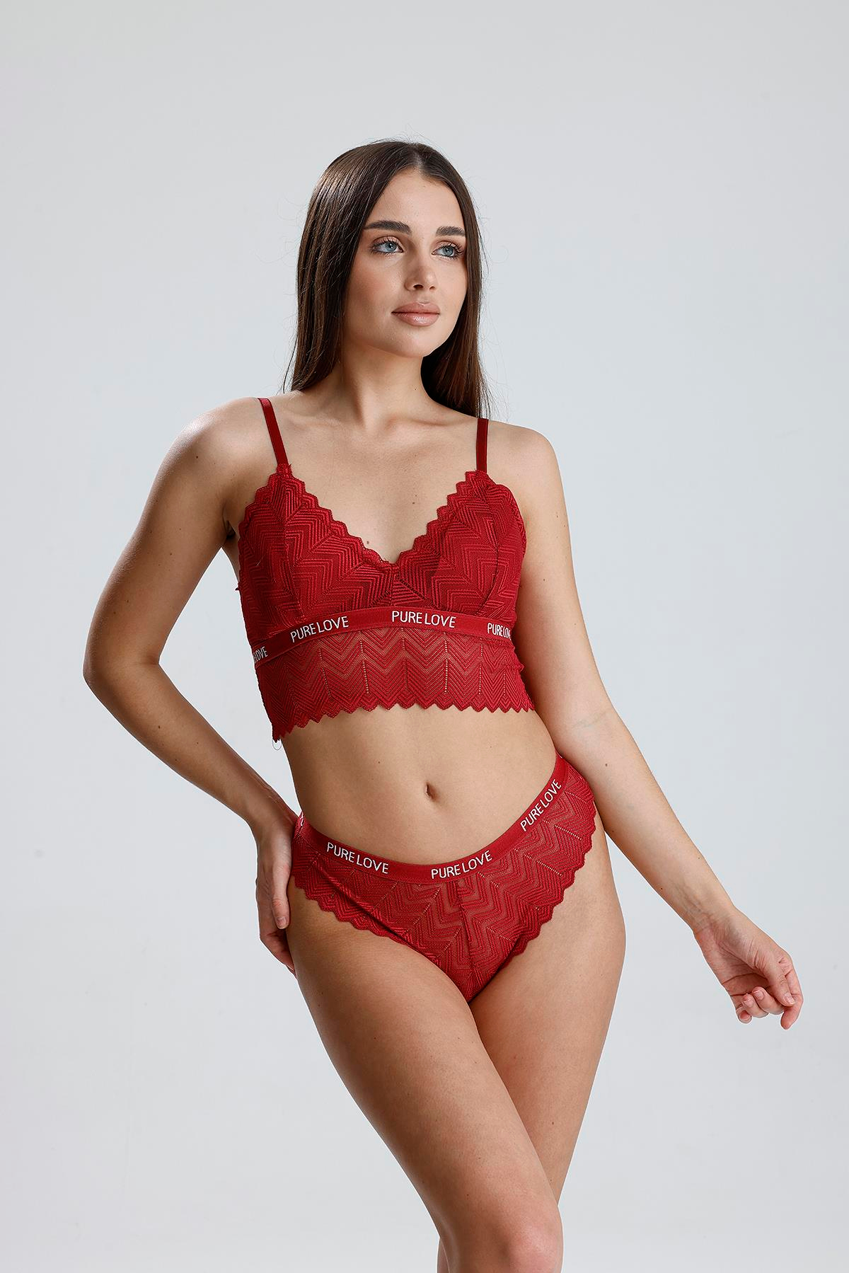 Dantel Detay Bralet Takım | Bordo 285