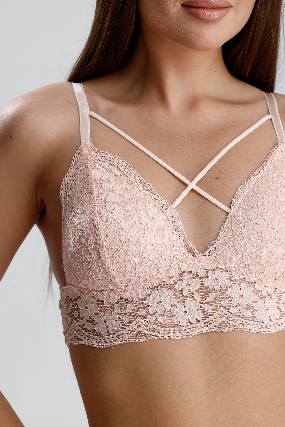Dantel Detay Bralet Takım | Pudra 281
