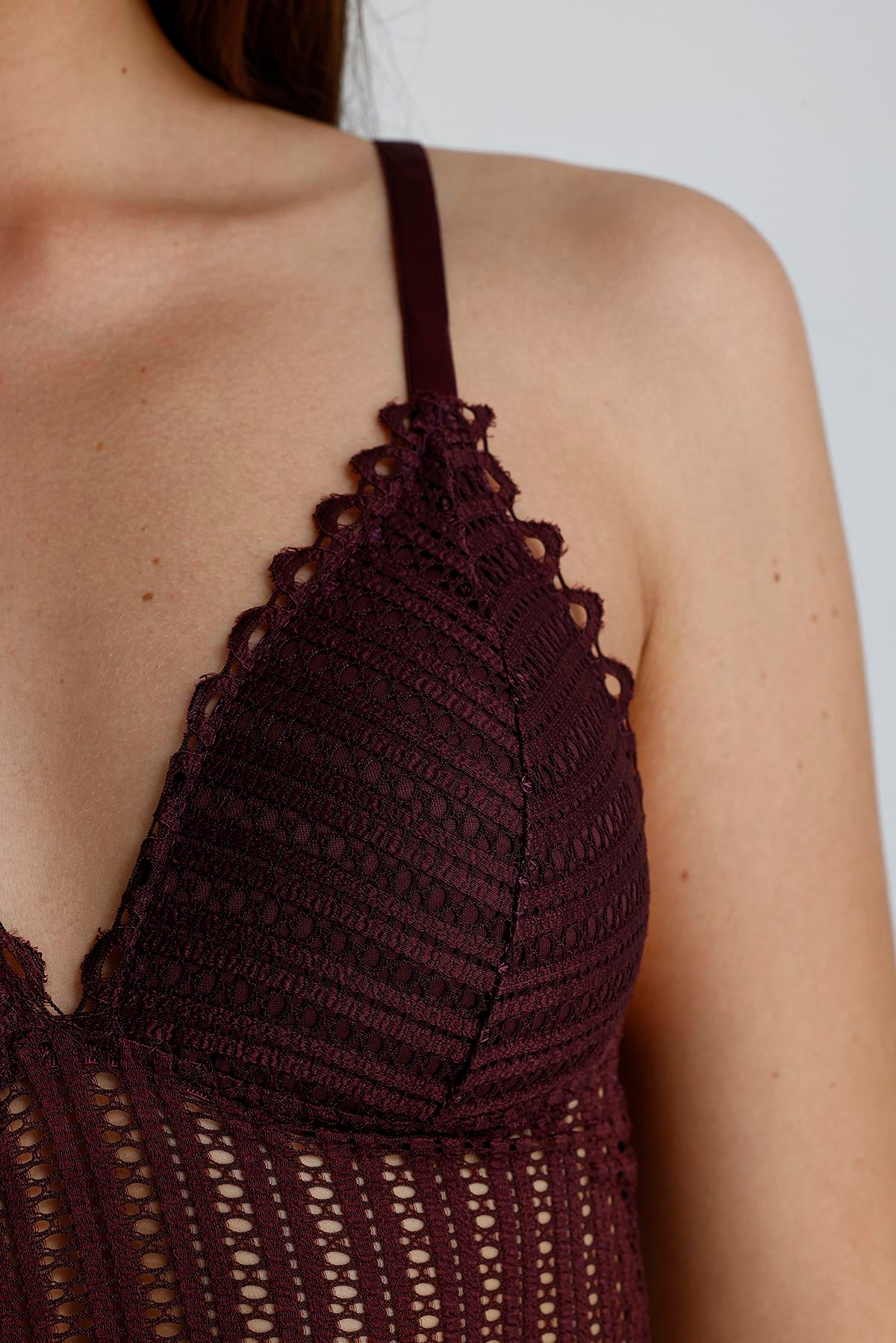 Dantelli Bralet Sütyen Takım | Mürdüm 810