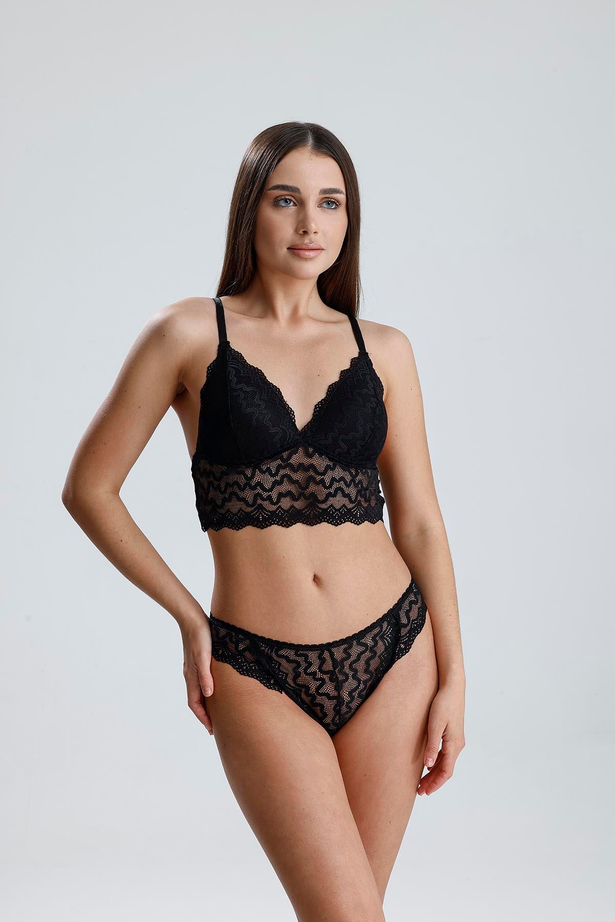 Dantelli Bralet Sütyen Takım | Siyah 809