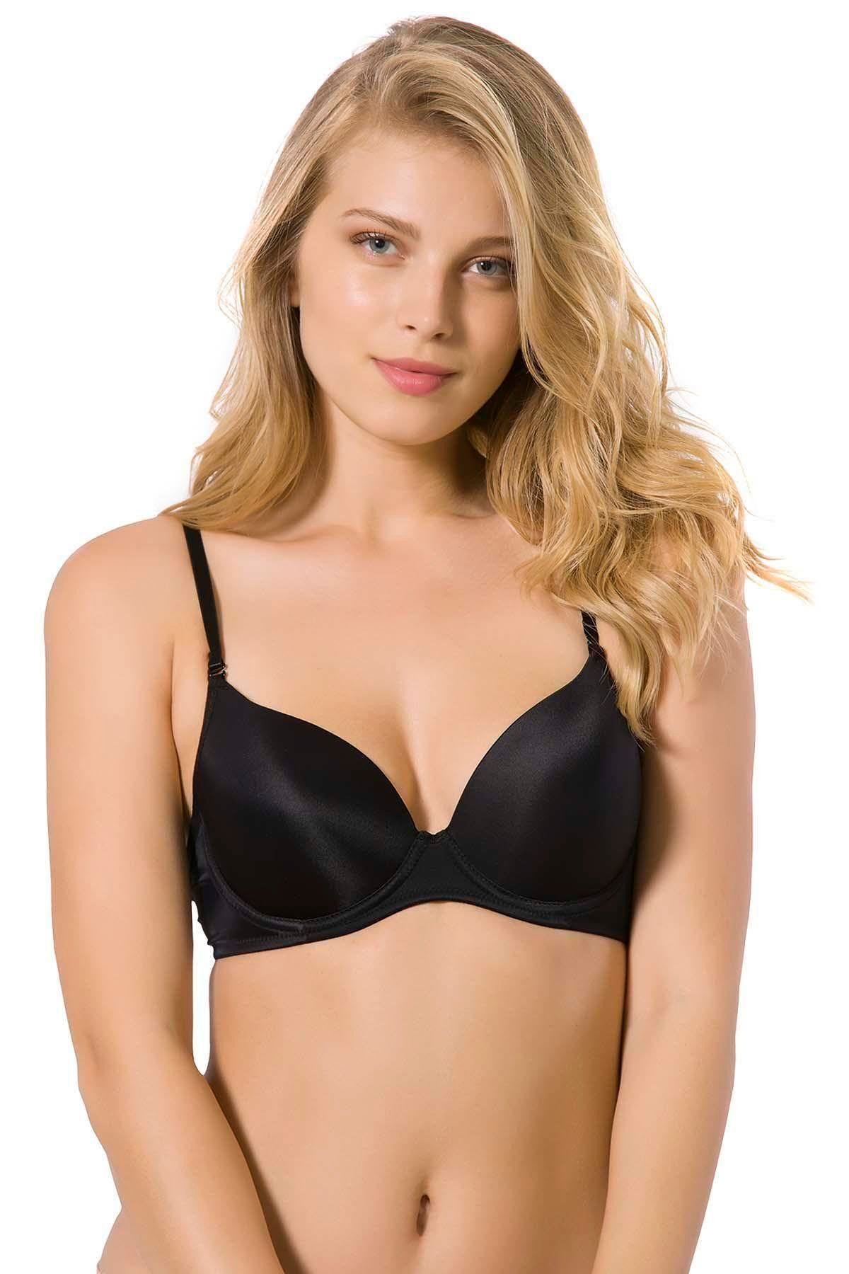 Desteksiz Sütyen Micro Kaplı Kulaklı Boş Kap Beyaz | Siyah 7010 