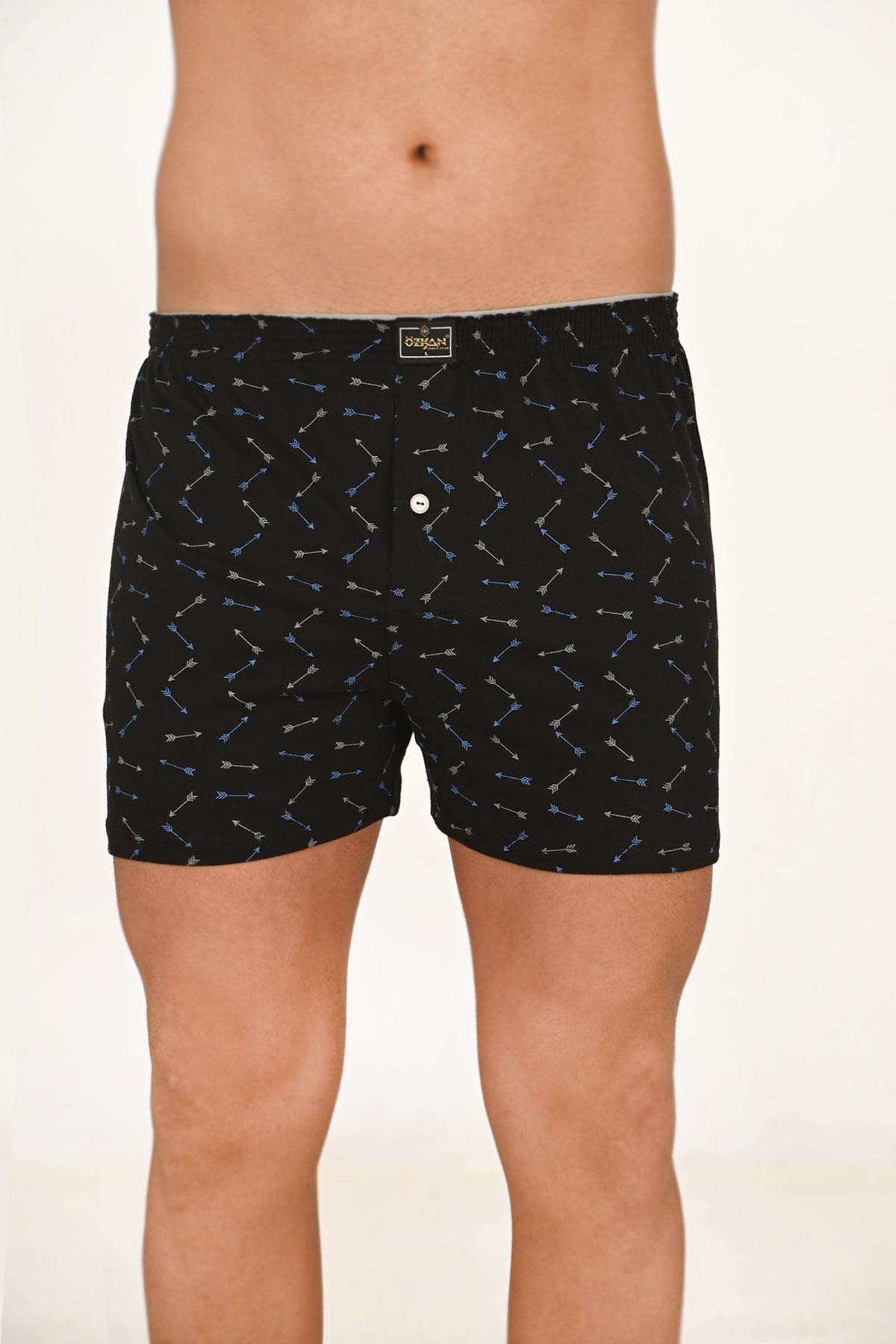 Erkek 5'li Paket Havlu Bel Pamuklu Düğmeli Desenli Boxer | 11112