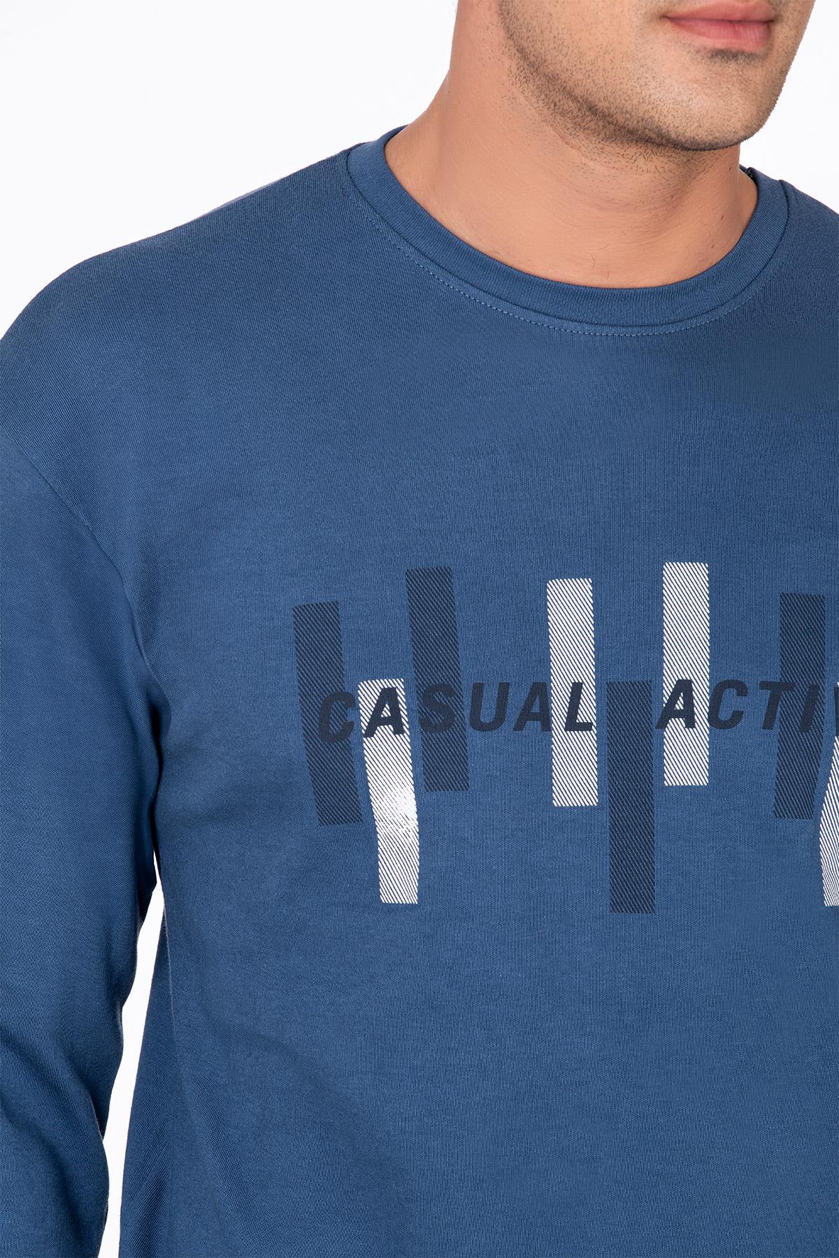 Erkek Casual Active Baskılı Pamuklu Pijama Takımı | Lacivert