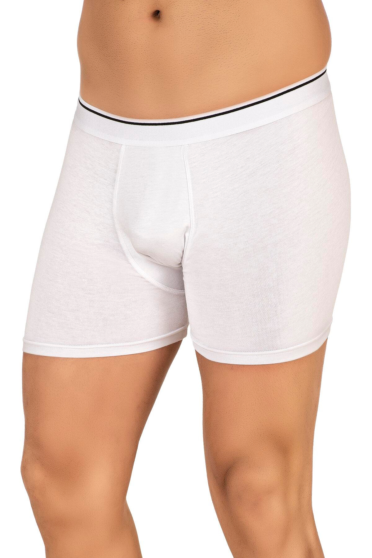 Erkek Modal Pamuklu Boxer Şort | Beyaz K11256
