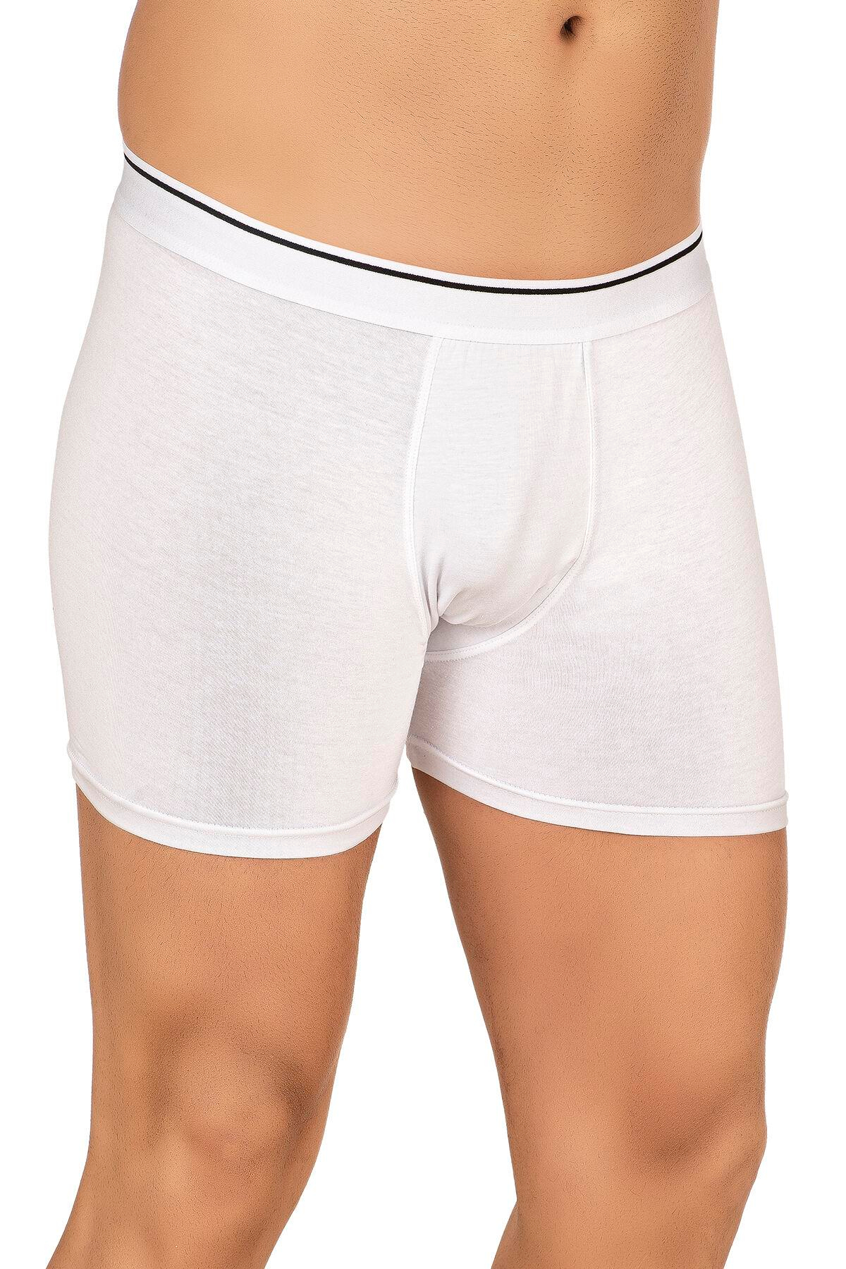 Erkek Modal Pamuklu Boxer Şort | Beyaz K11256