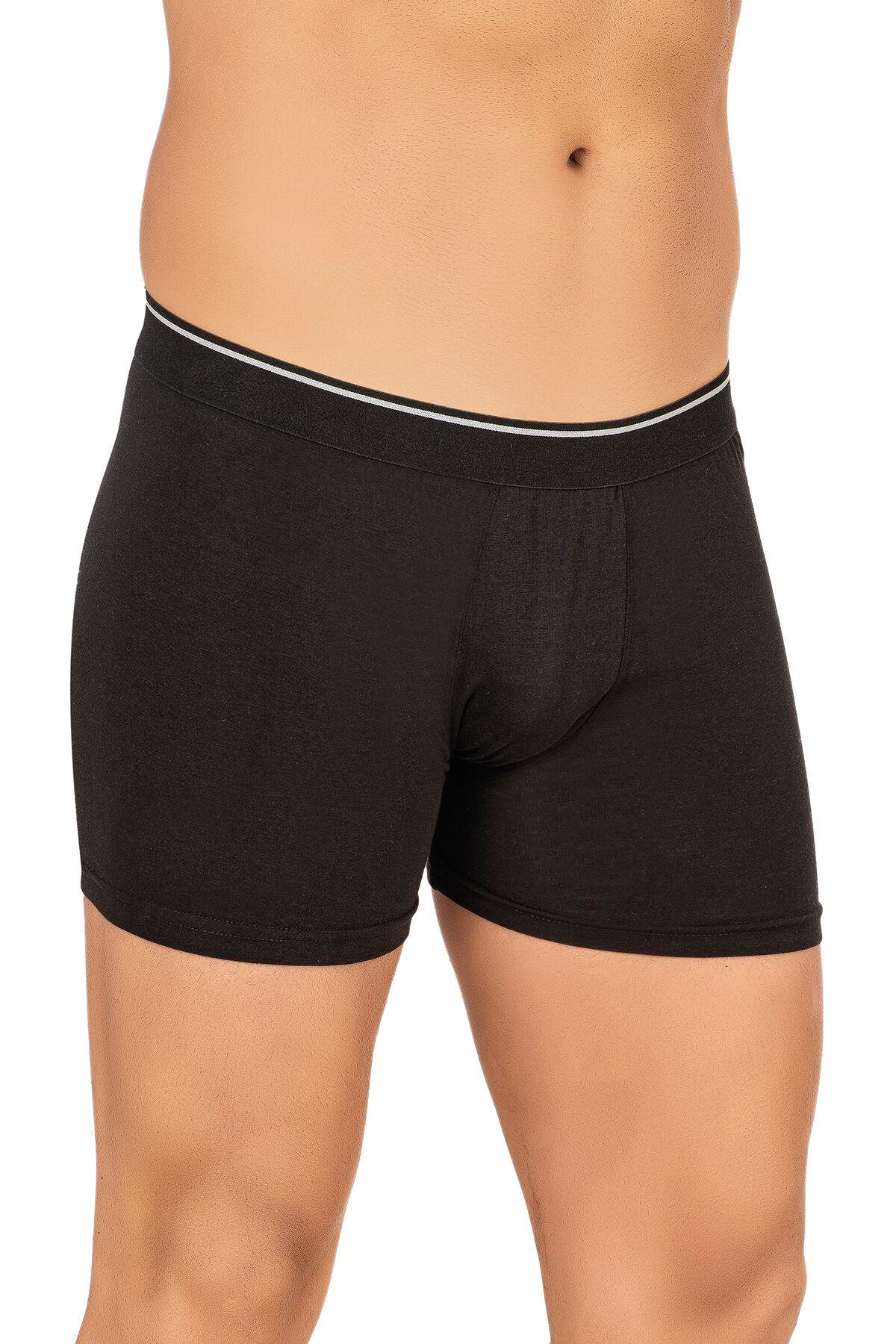 Erkek Modal Pamuklu Boxer Şort | Siyah K11256