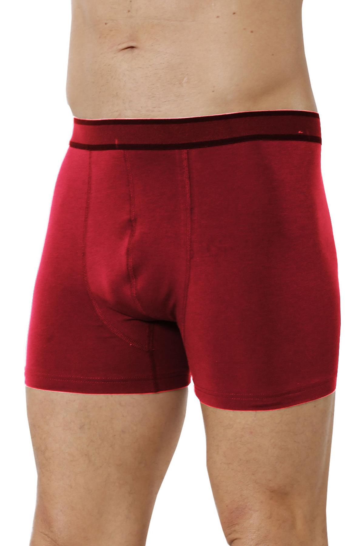 Erkek Pamuklu Likralı Boxer Bordo | Kompedan K11226