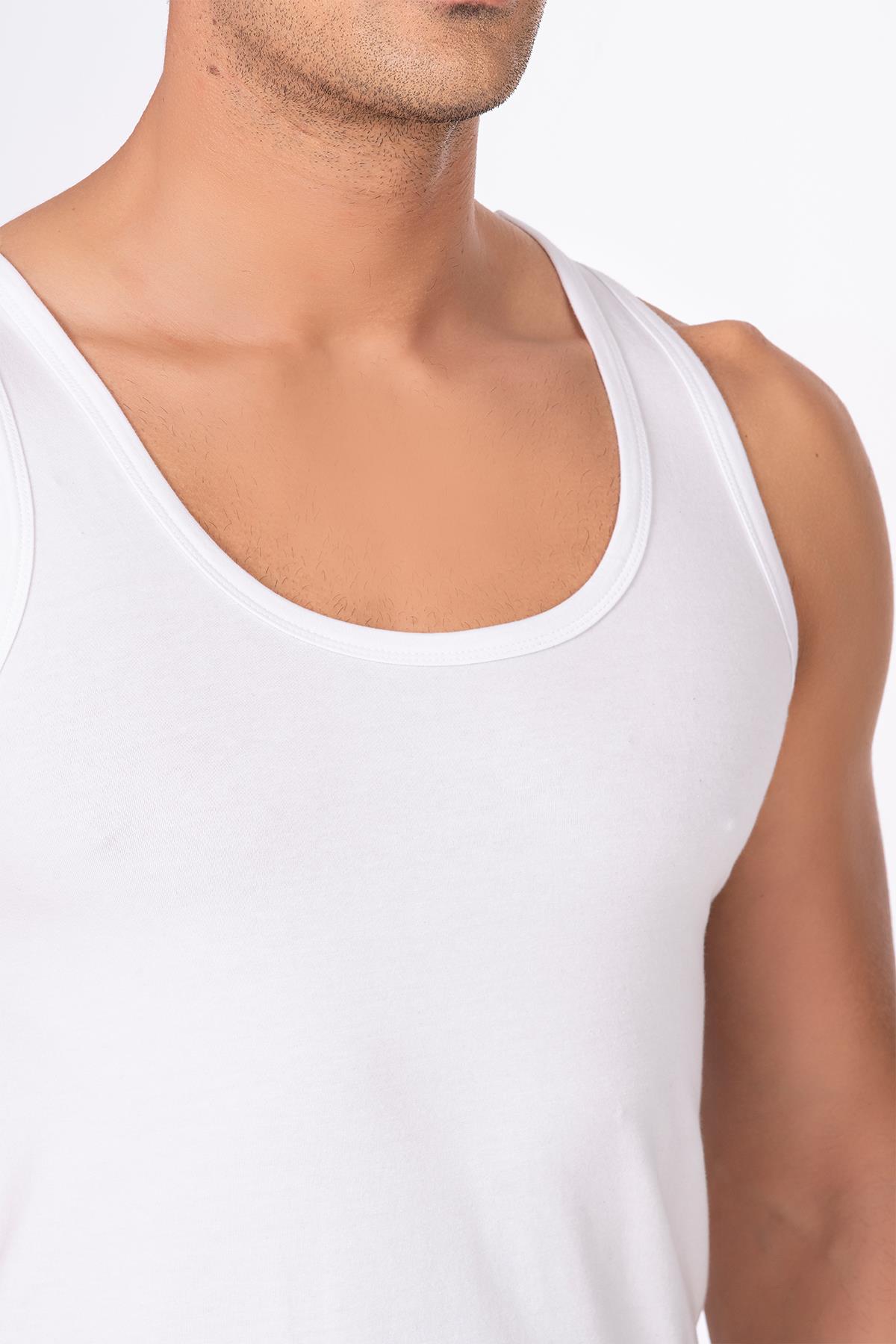 Erkek Pamuklu Modal Esnek Atlet Beyaz | K10852 