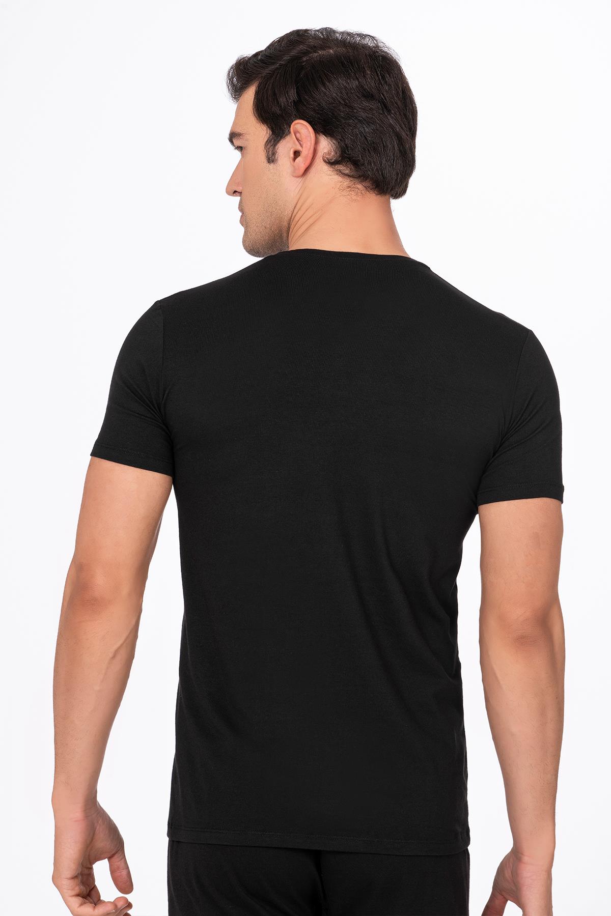 Erkek Pamuklu Modal Tişört Fanila | Siyah K11144