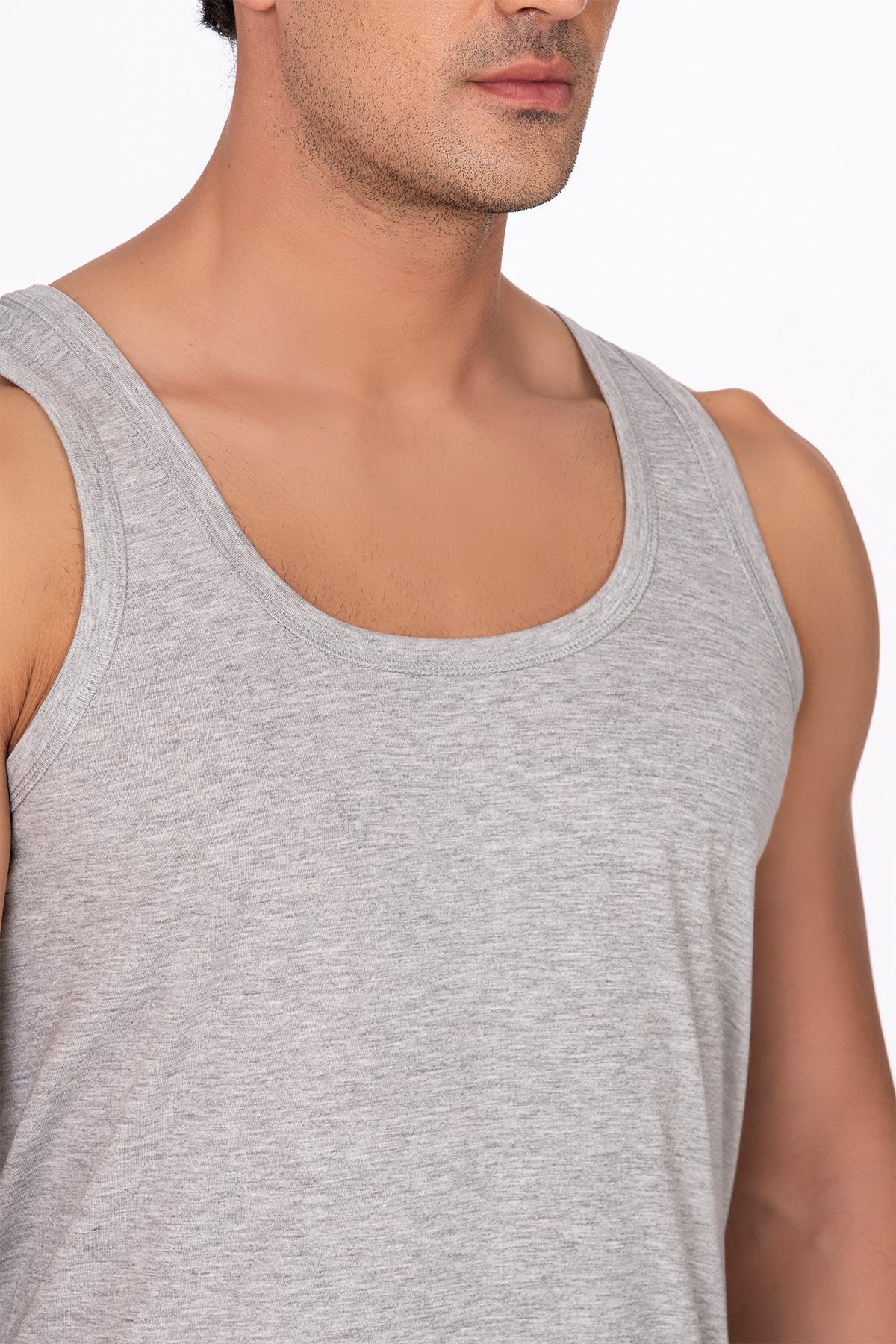 Erkek Pamuklu Penye Süprem Atlet  | Gri K0050