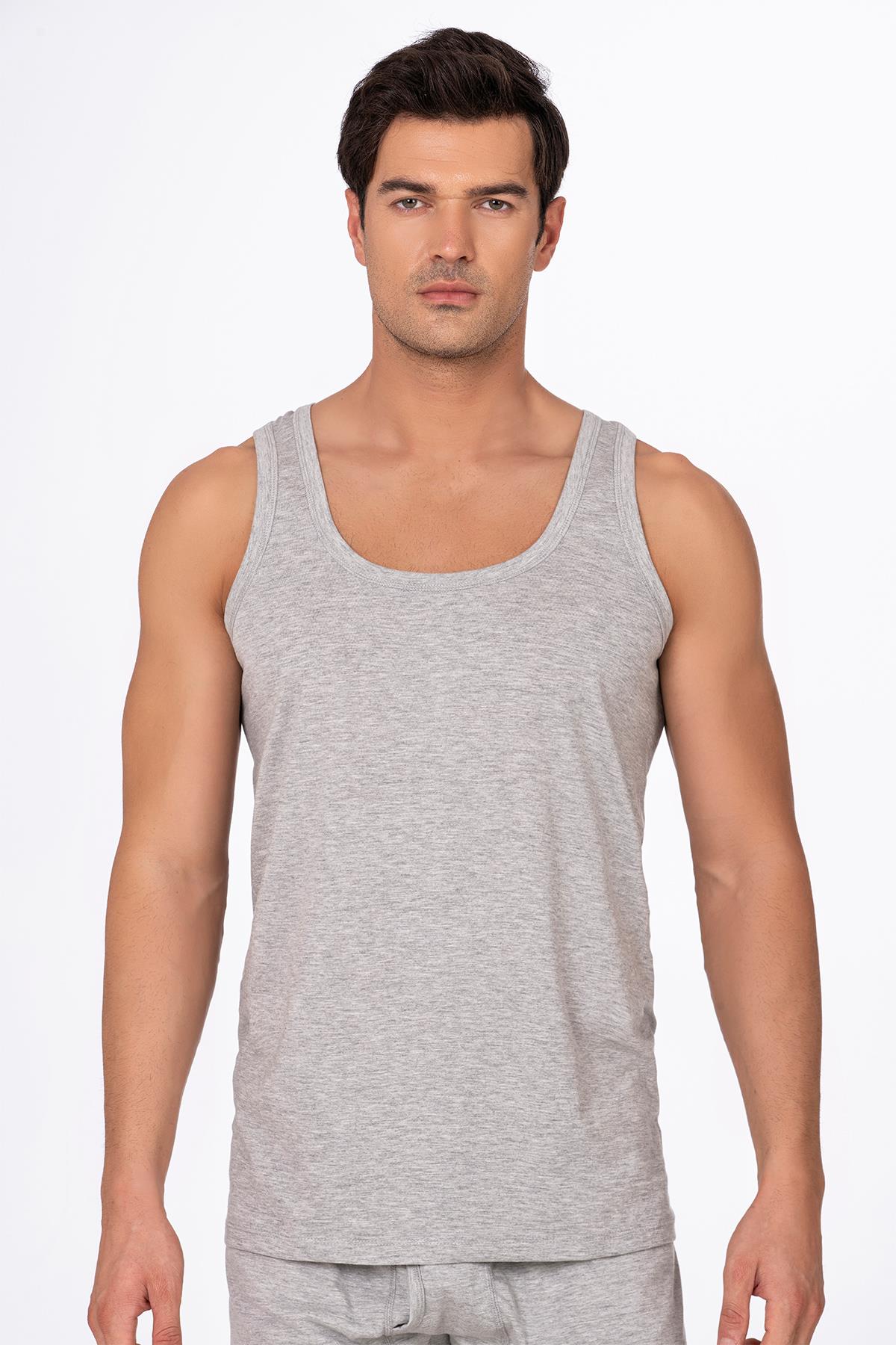 Erkek Pamuklu Penye Süprem Atlet  | Gri K0050