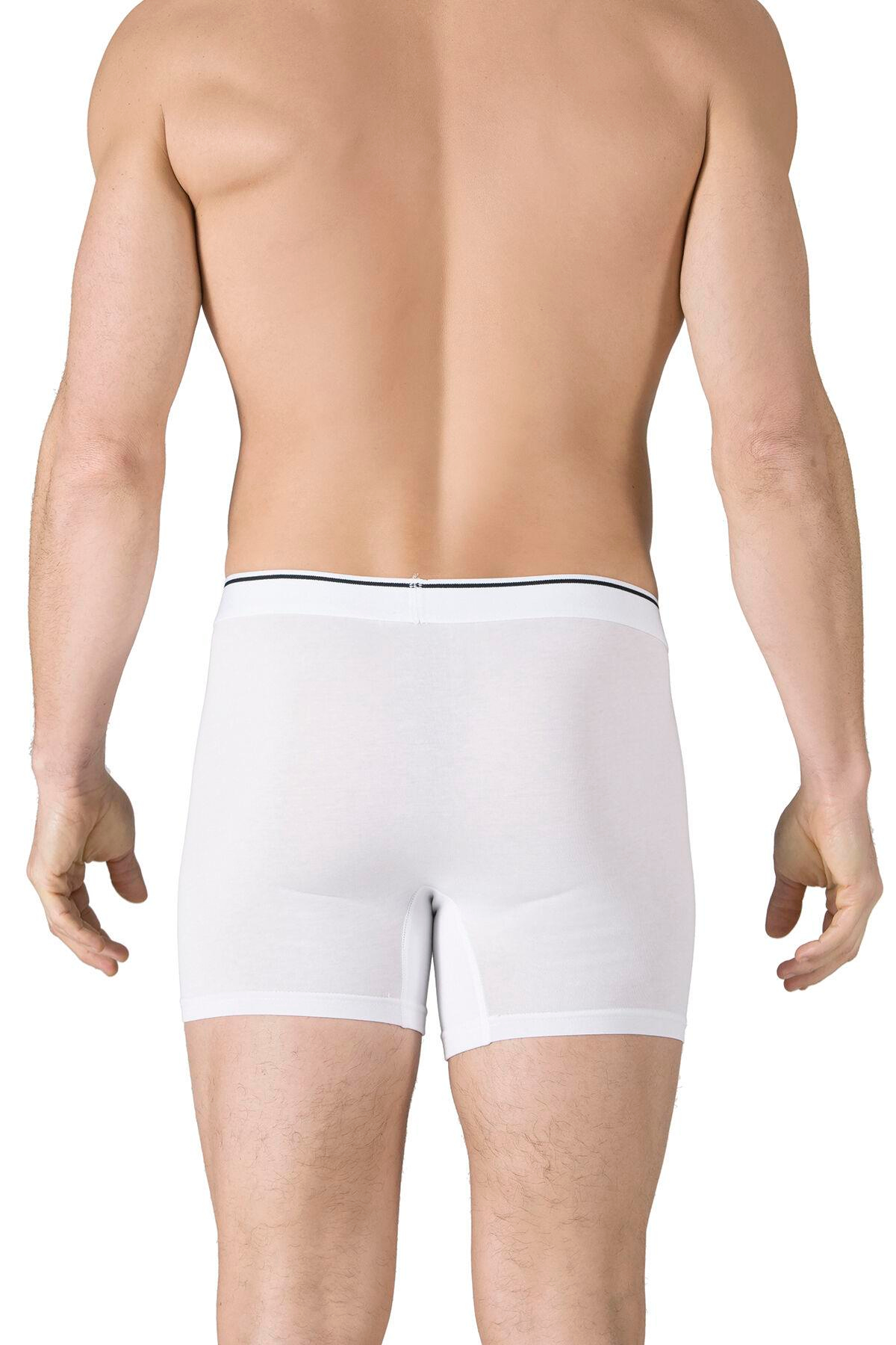 Erkek Penye Likralı Pamuklu Boxer | Beyaz K11314