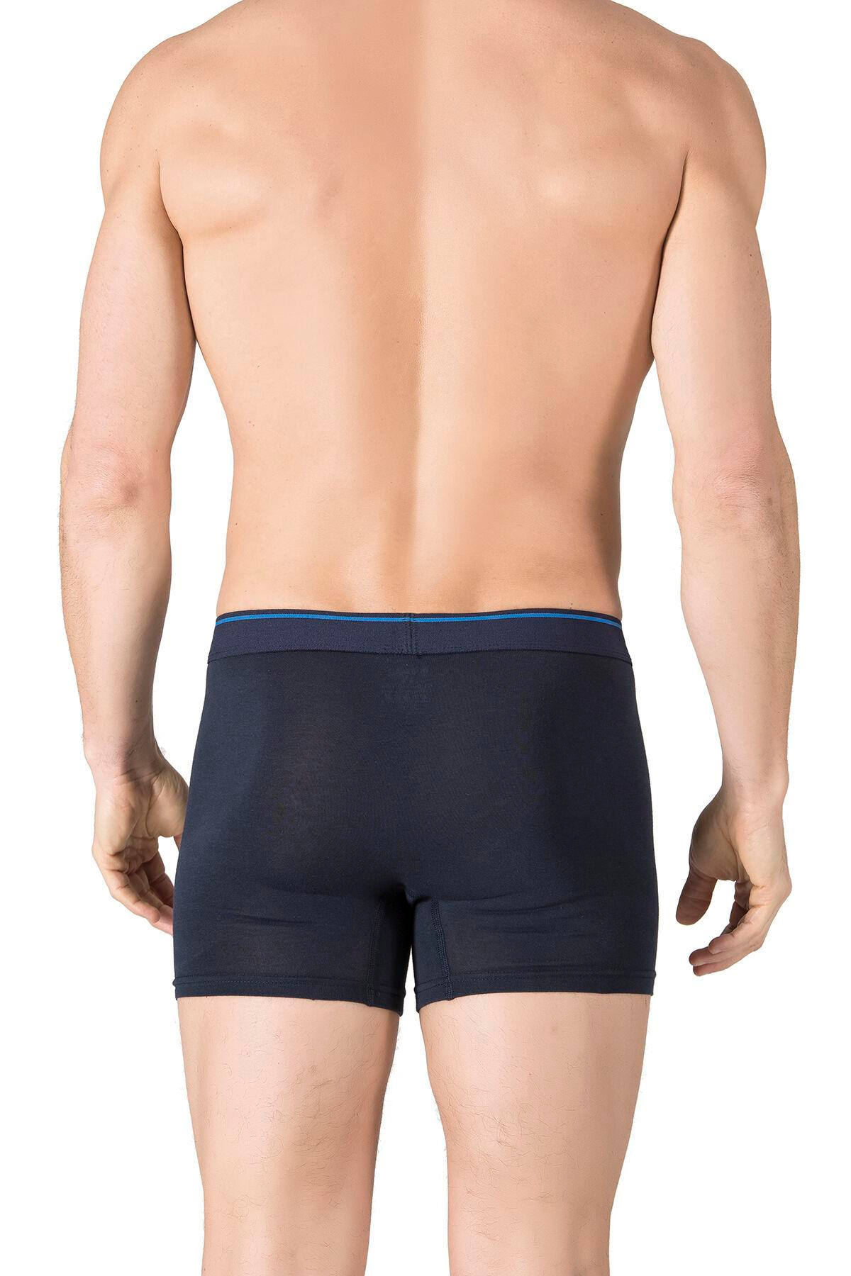 Erkek Penye Likralı Pamuklu Boxer | Lacivert K11314