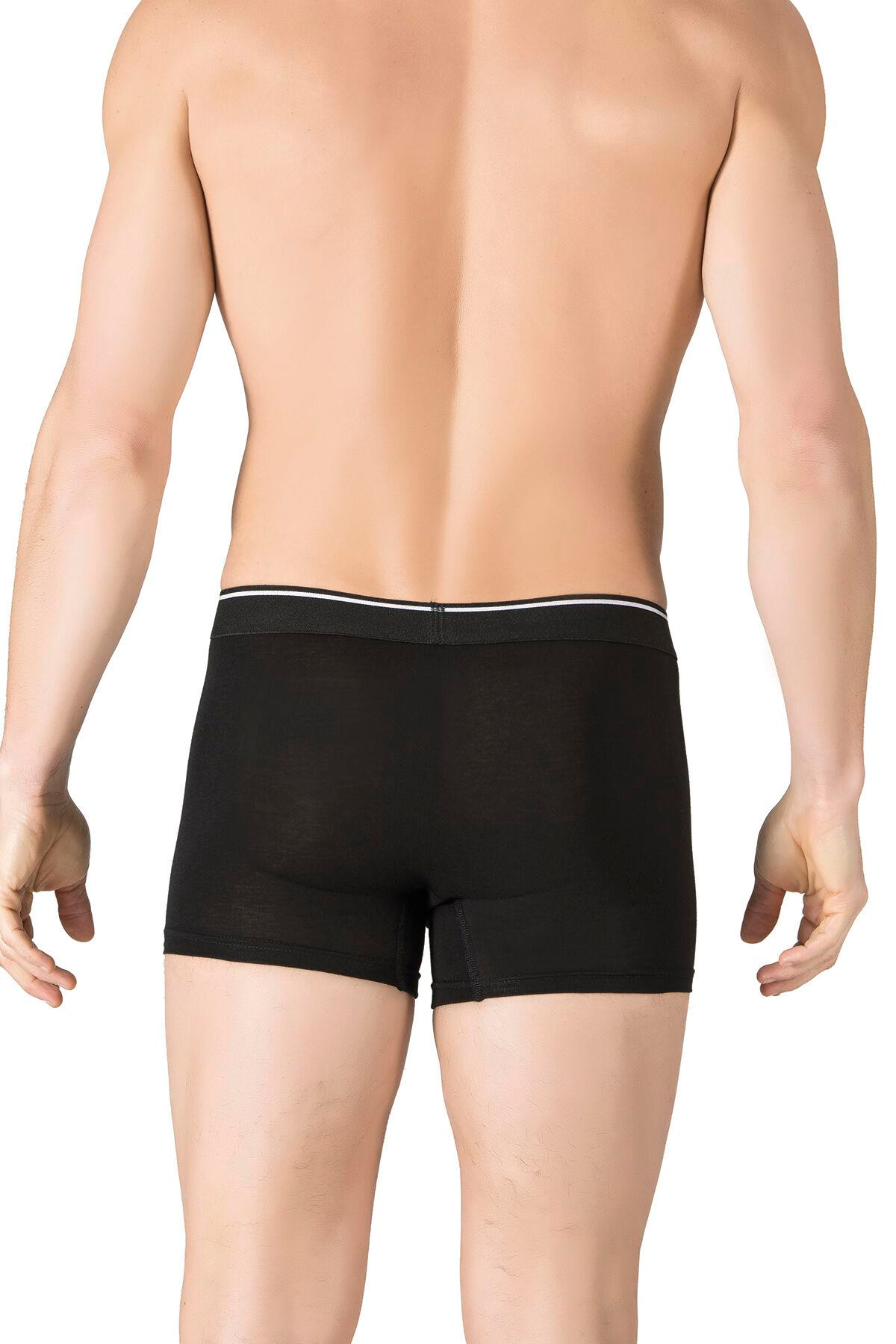 Erkek Penye Likralı Pamuklu Boxer | Siyah K11314