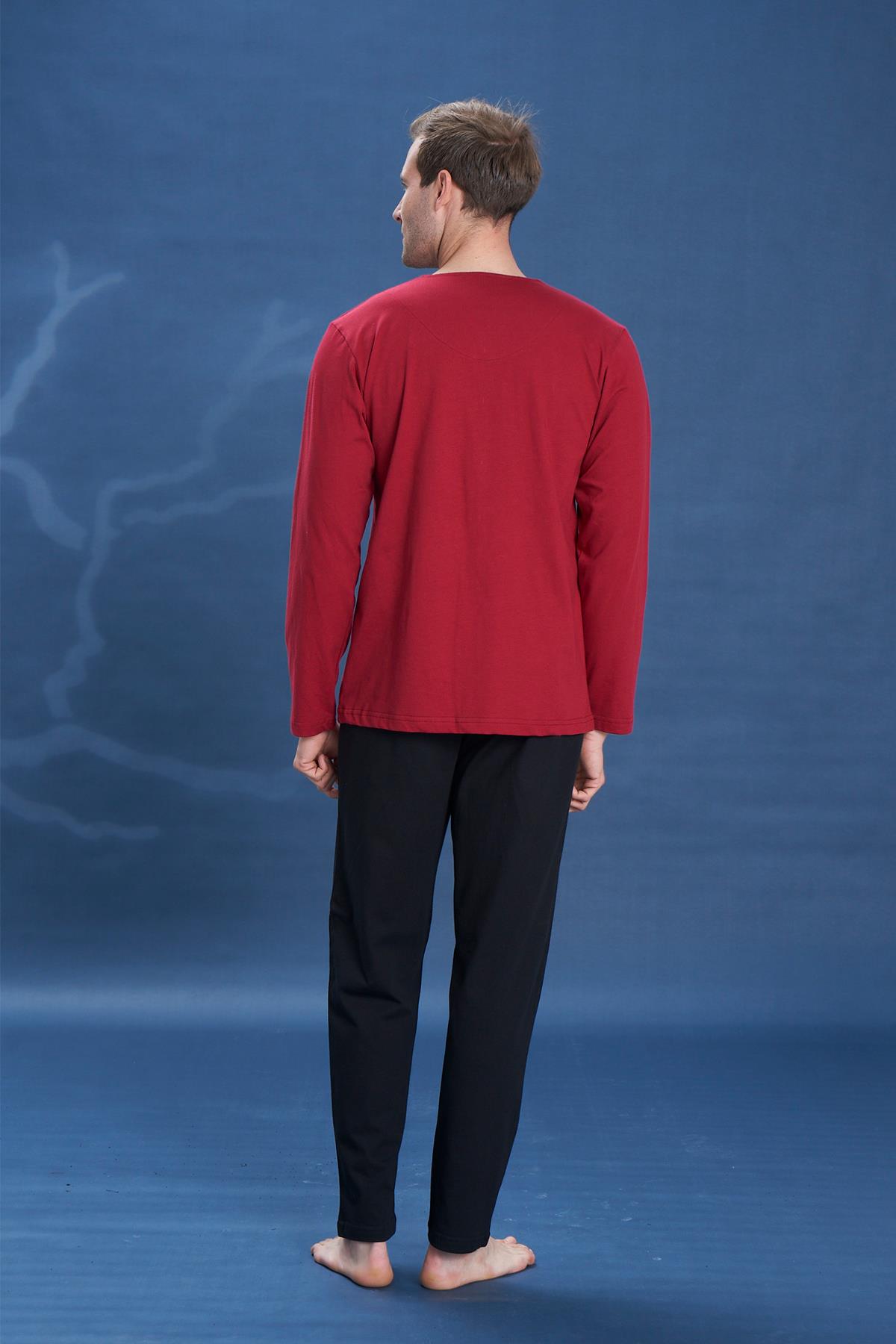 Erkek Penye Süprem Battal Önden Düğmeli Takım | Bordo 2141