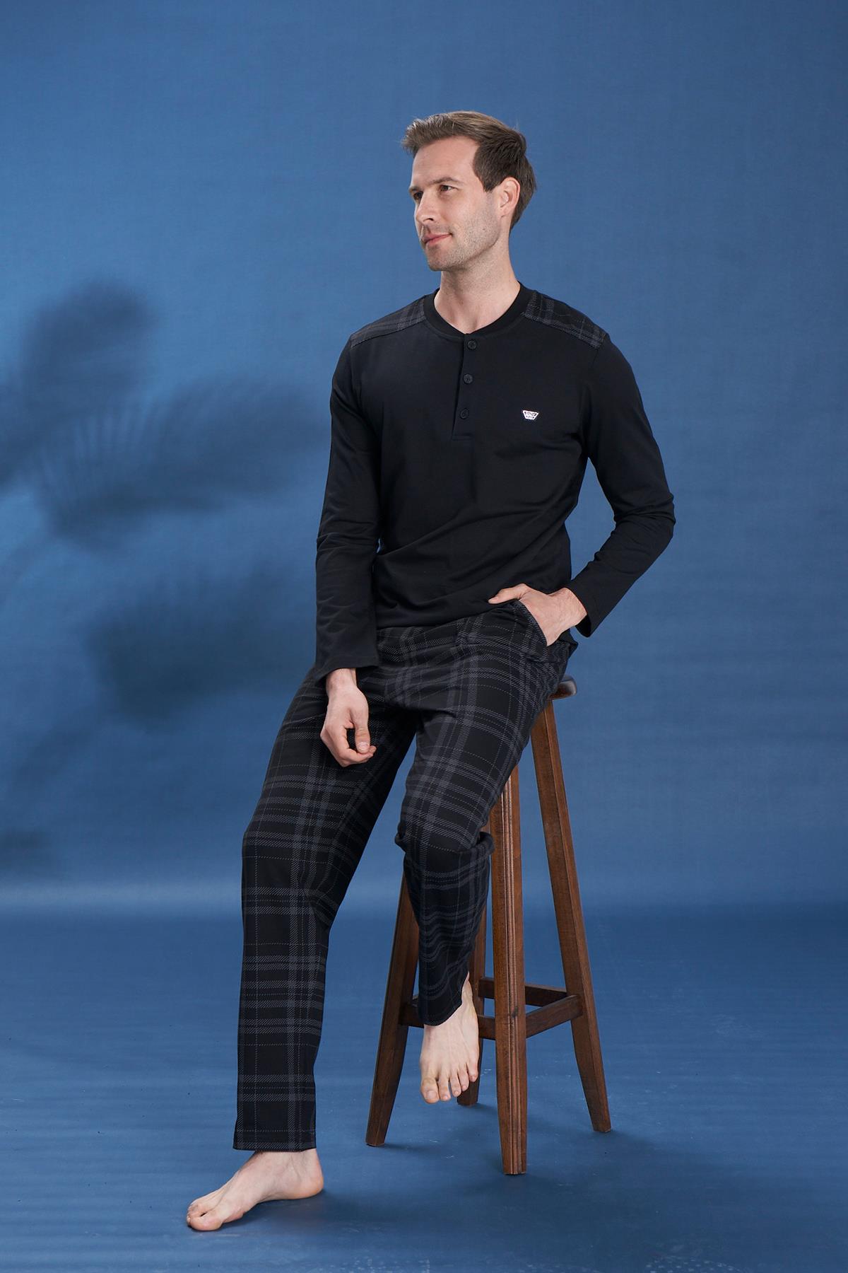 Erkek Penye Süprem Battal Önü Patlı Takım | Siyah 2152