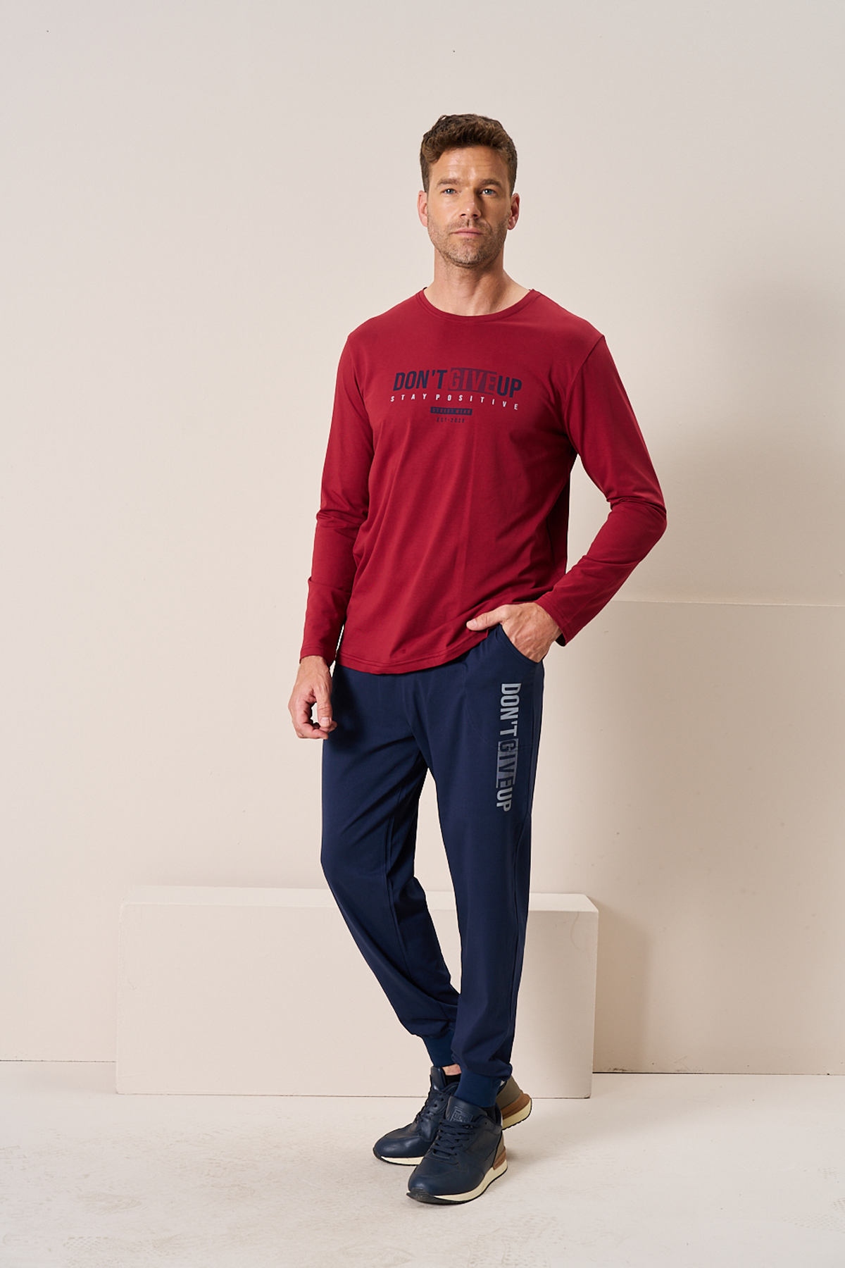 Erkek Penye Süprem Eşli Bisiklet Yaka Takım | Siyah 2197