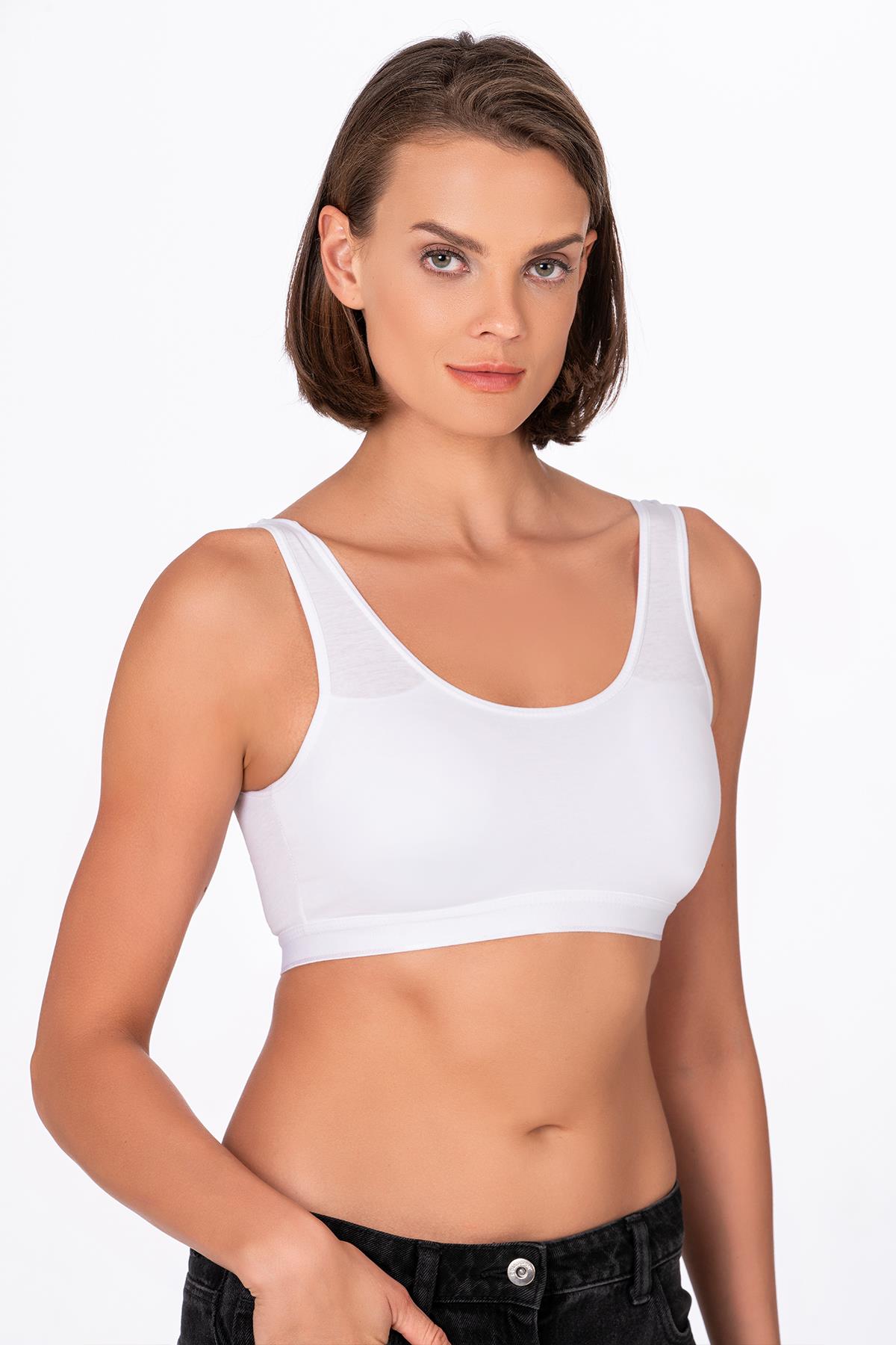Kadın Düz Sporcu Sütyen – Esnek Rahat Form | Beyaz 5016