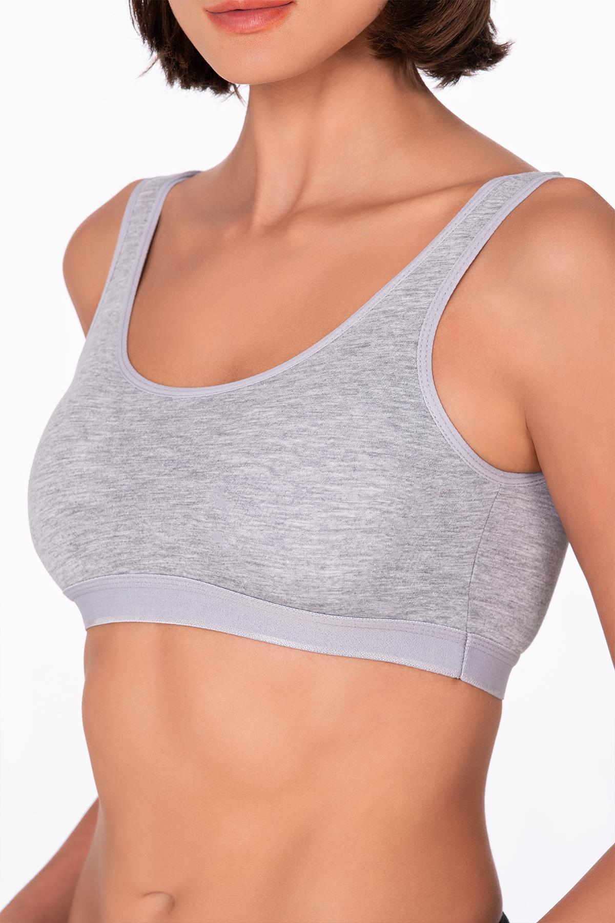 Kadın Düz Sporcu Sütyen – Esnek Rahat Form | Gri 5016