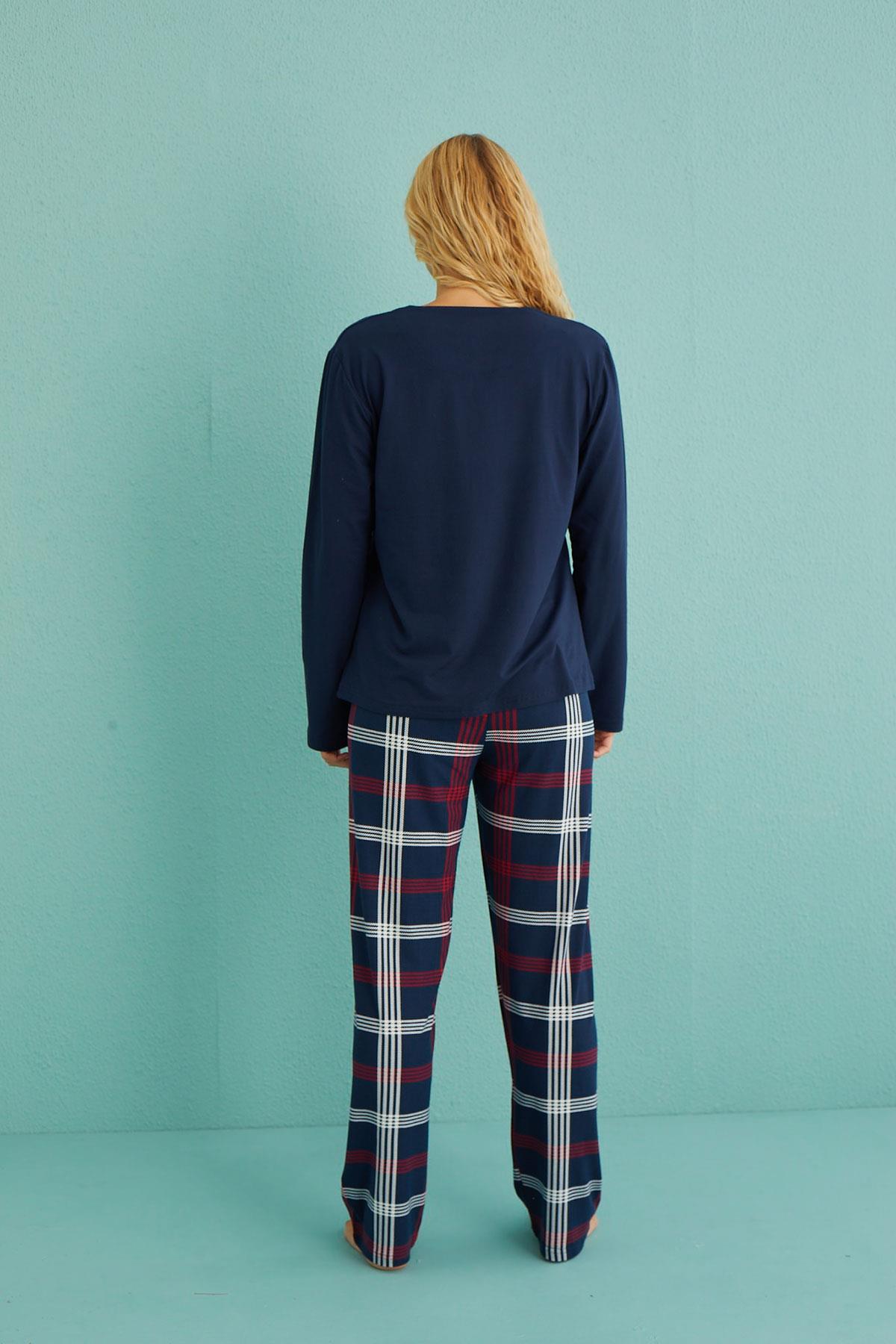 Kadın Genç Milan Bisiklet Yaka Uzun Kollu Pijama Takımı | 50902-56