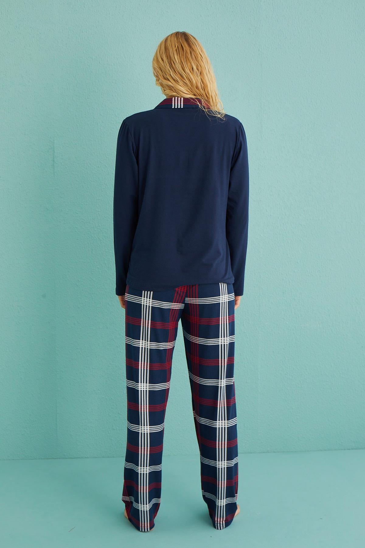 Kadın Genç Milan Önden Düğmeli Uzun Kollu Pijama Takımı | 50901-32