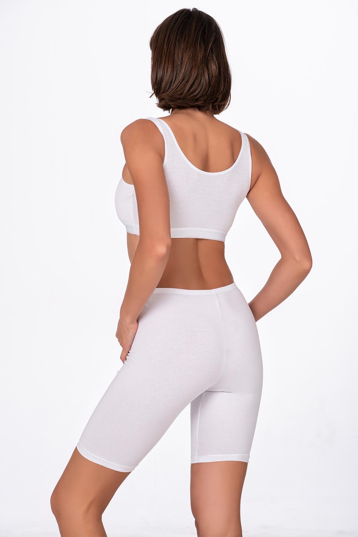 Kadın Likralı Süprem Diz Üstü Tayt Beyaz | K0413