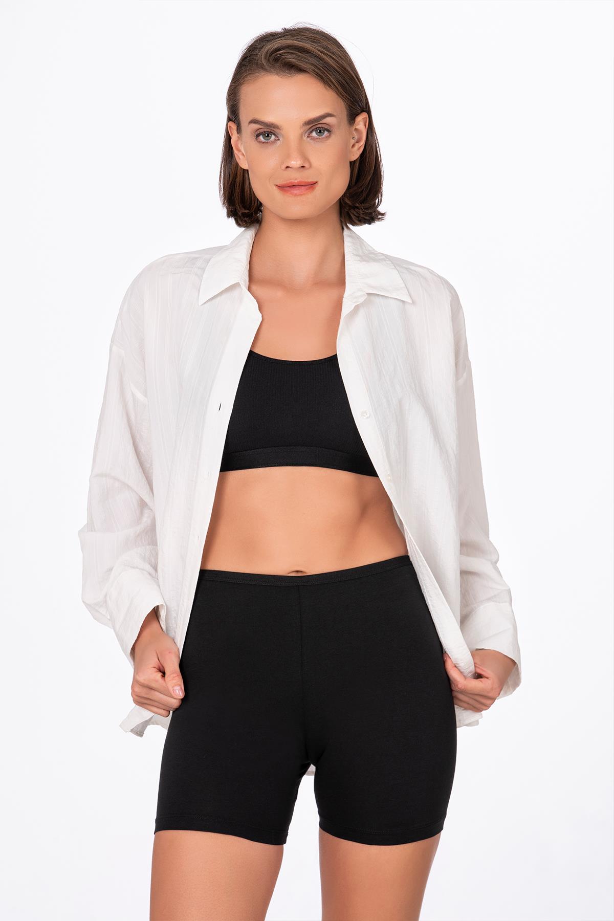 Kadın Likralı Süprem Diz Üstü Tayt | Siyah K26591 