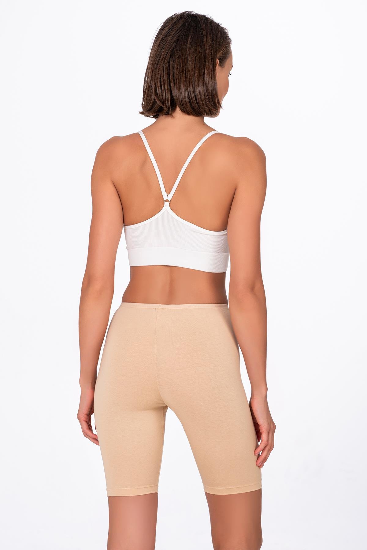 Kadın Likralı Süprem Diz Üstü Tayt Ten | K0413