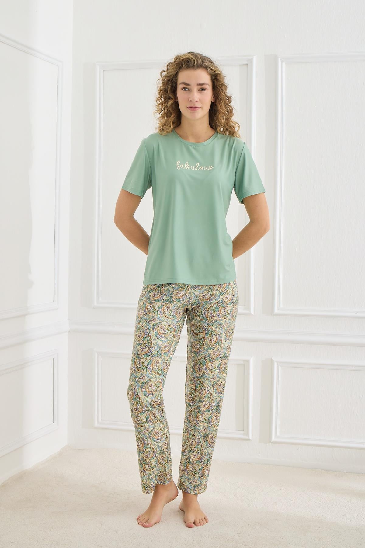 Kadın Marla Bisiklet Yaka Pijama Takım | 30102-964
