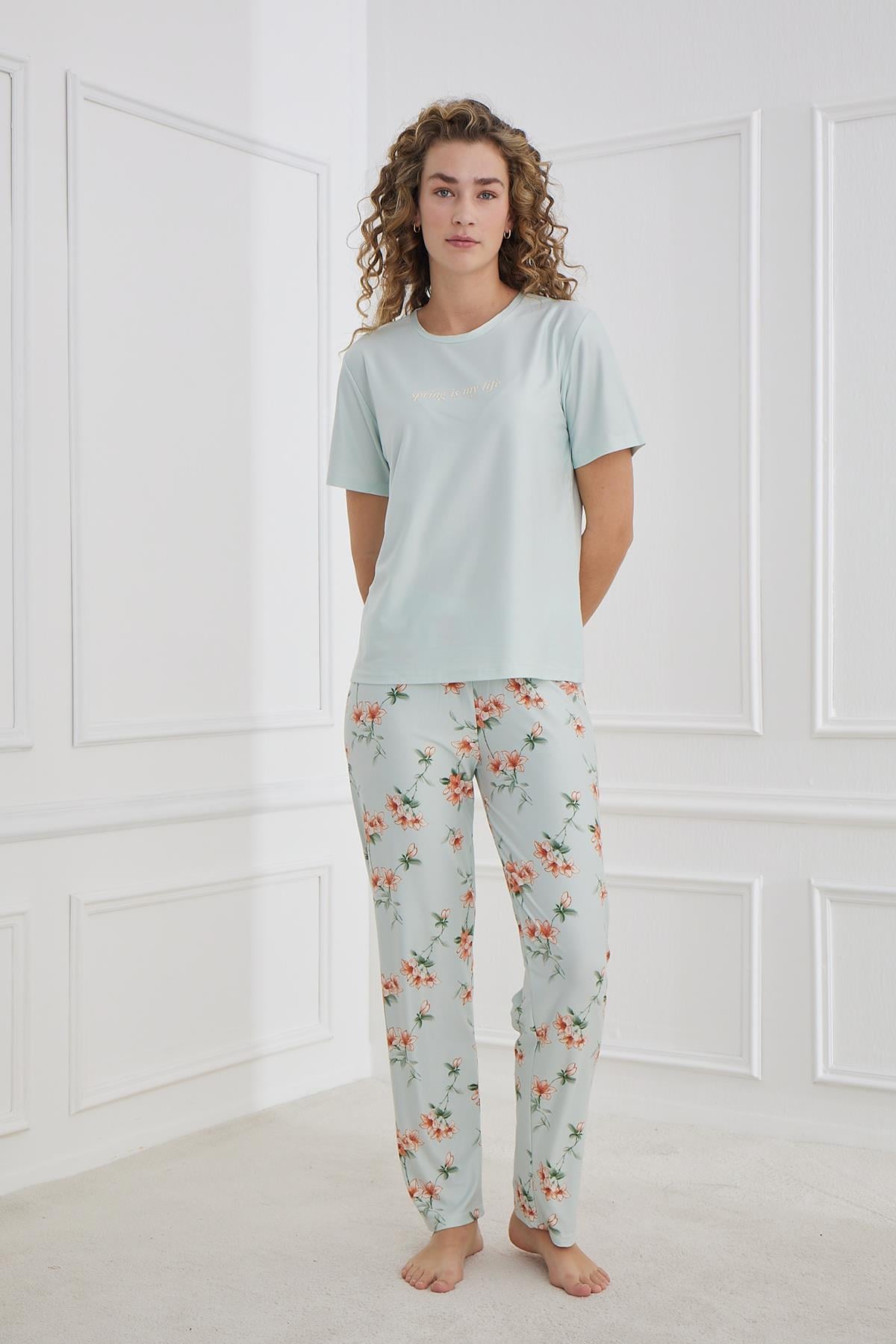 Kadın Marla Bisiklet Yaka Pijama Takım | 30102-1286