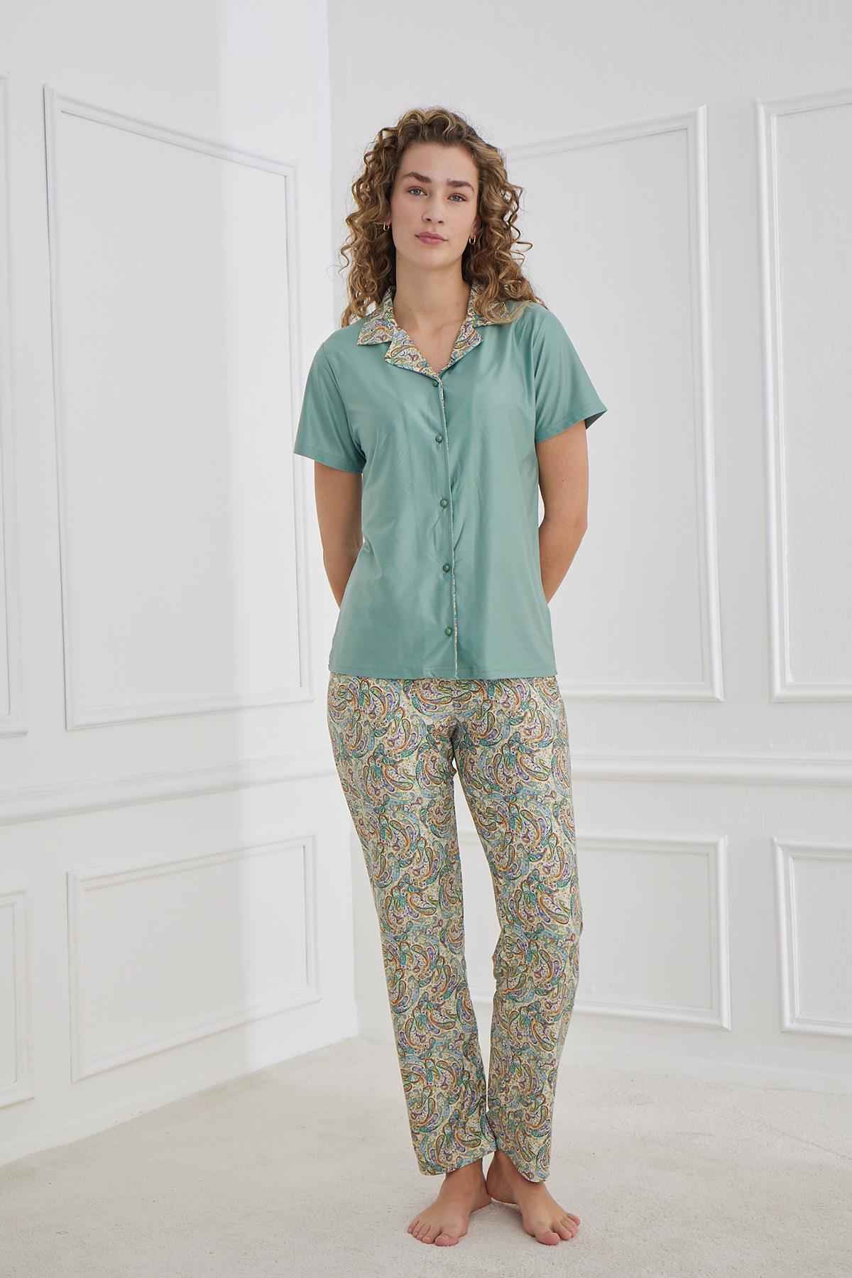 Kadın Marla Önden Düğmeli Pijama Takım | 30101-1278