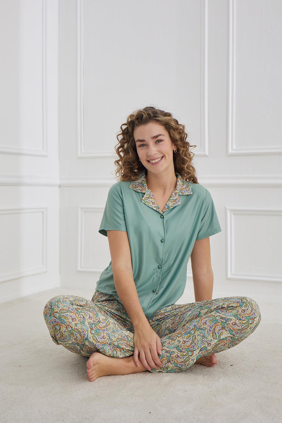 Kadın Marla Önden Düğmeli Pijama Takım | 30101-1278