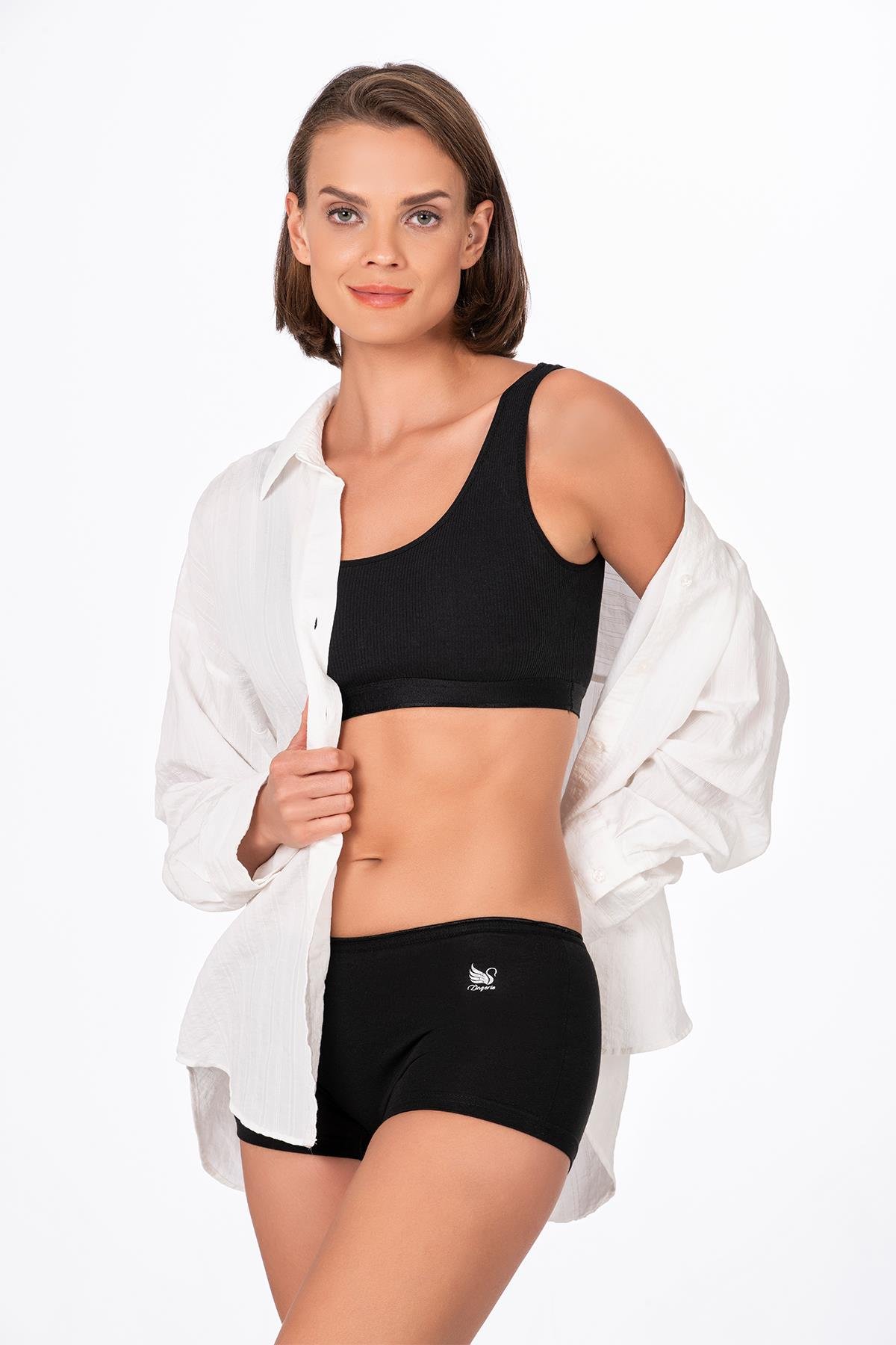 Kadın Modal Pamuklu Yumuşak Boxer Şort | Siyah K23920