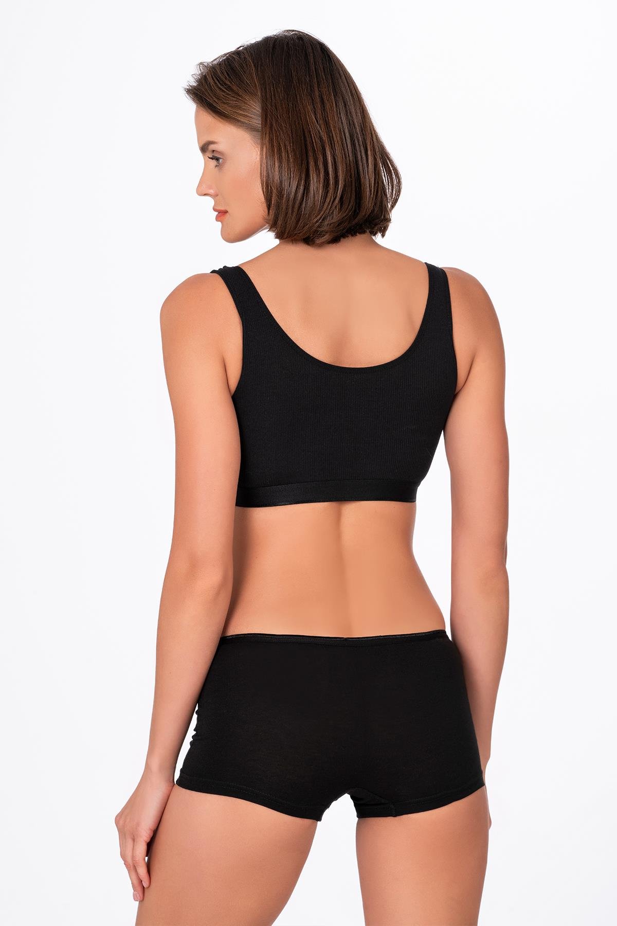 Kadın Modal Pamuklu Yumuşak Boxer Şort | Siyah K23920