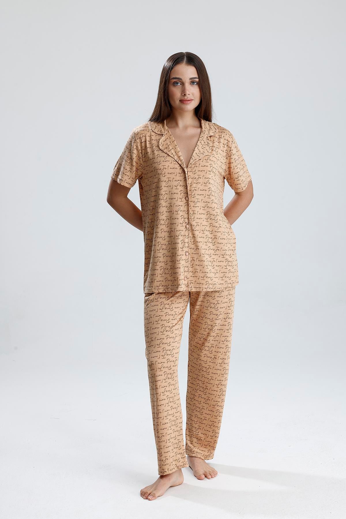 Kadın Önden Düğmeli Pijama Takım | Latte Paris 