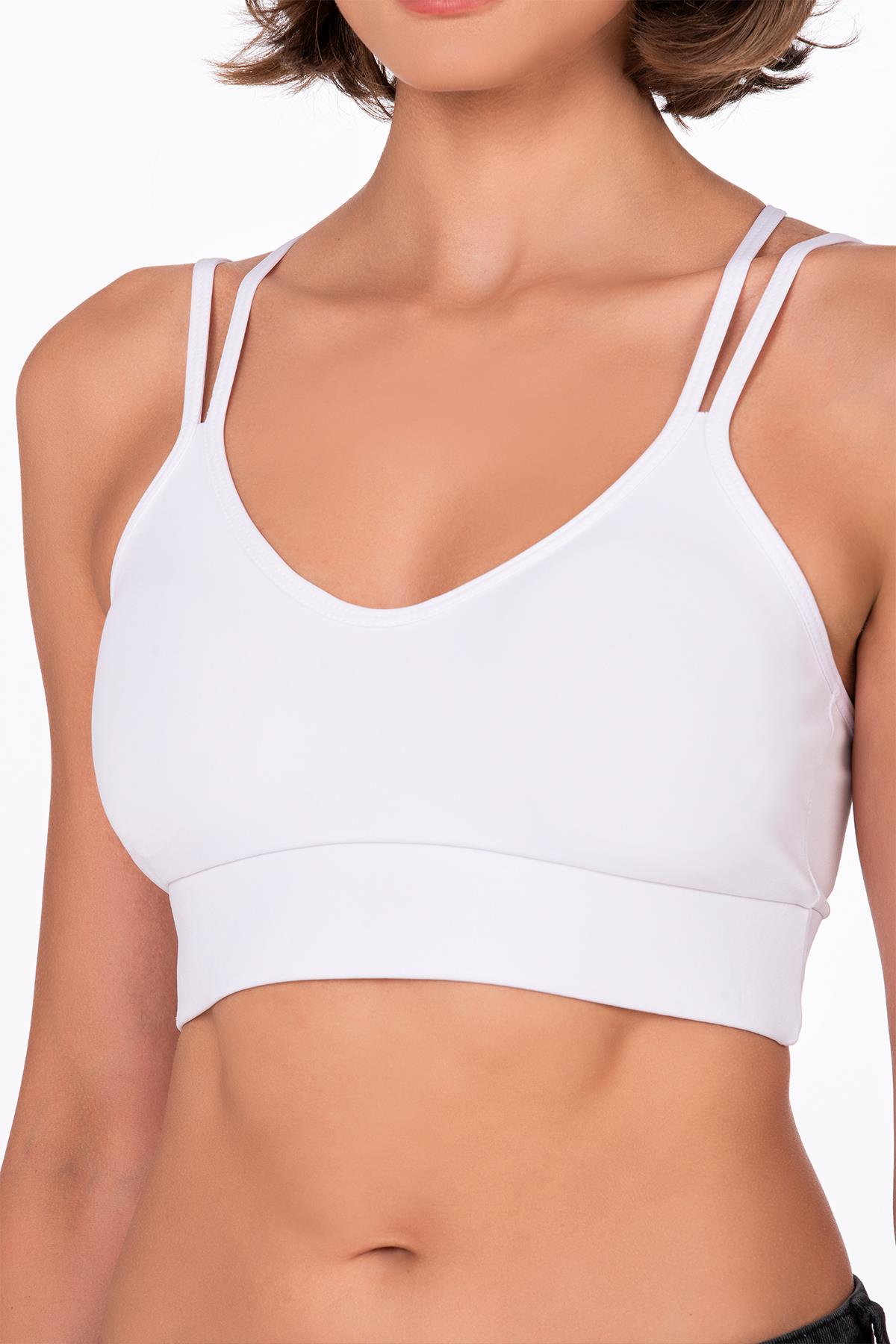 Kadın Sırt Detaylı Kaplı Spor Sütyen | Beyaz