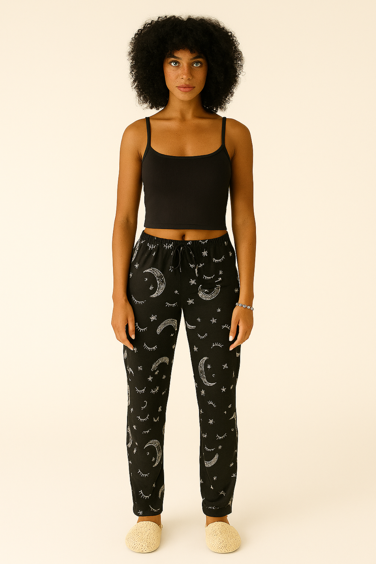 Kadın Süet Pijama Tek Alt | Ayyıldız Siyah