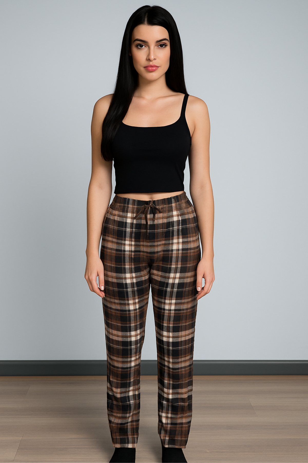 Kadın Süet Pijama Tek Alt | Kahve
