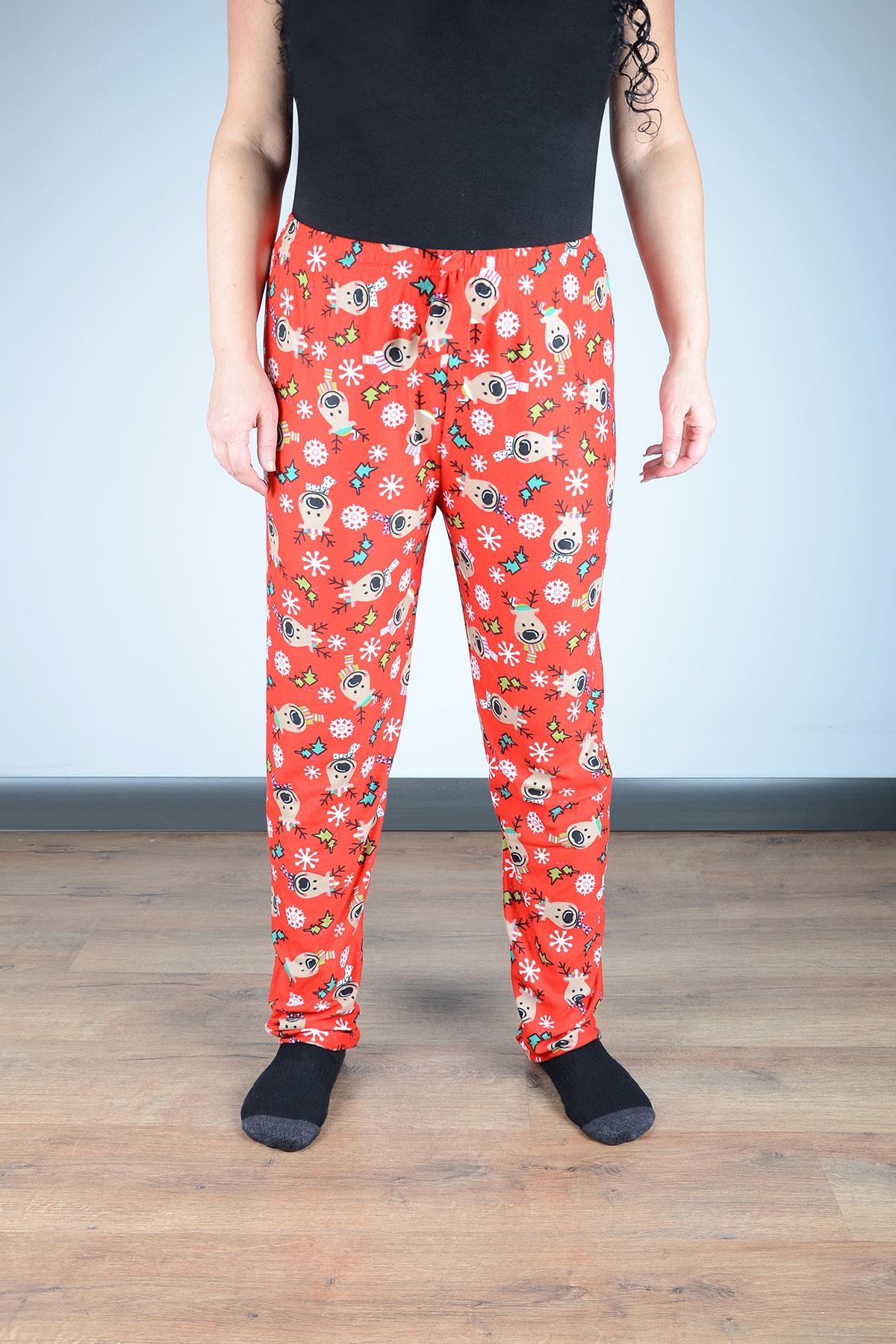 Kadın Süet Pijama Tek Alt | Kırmızı Geyik