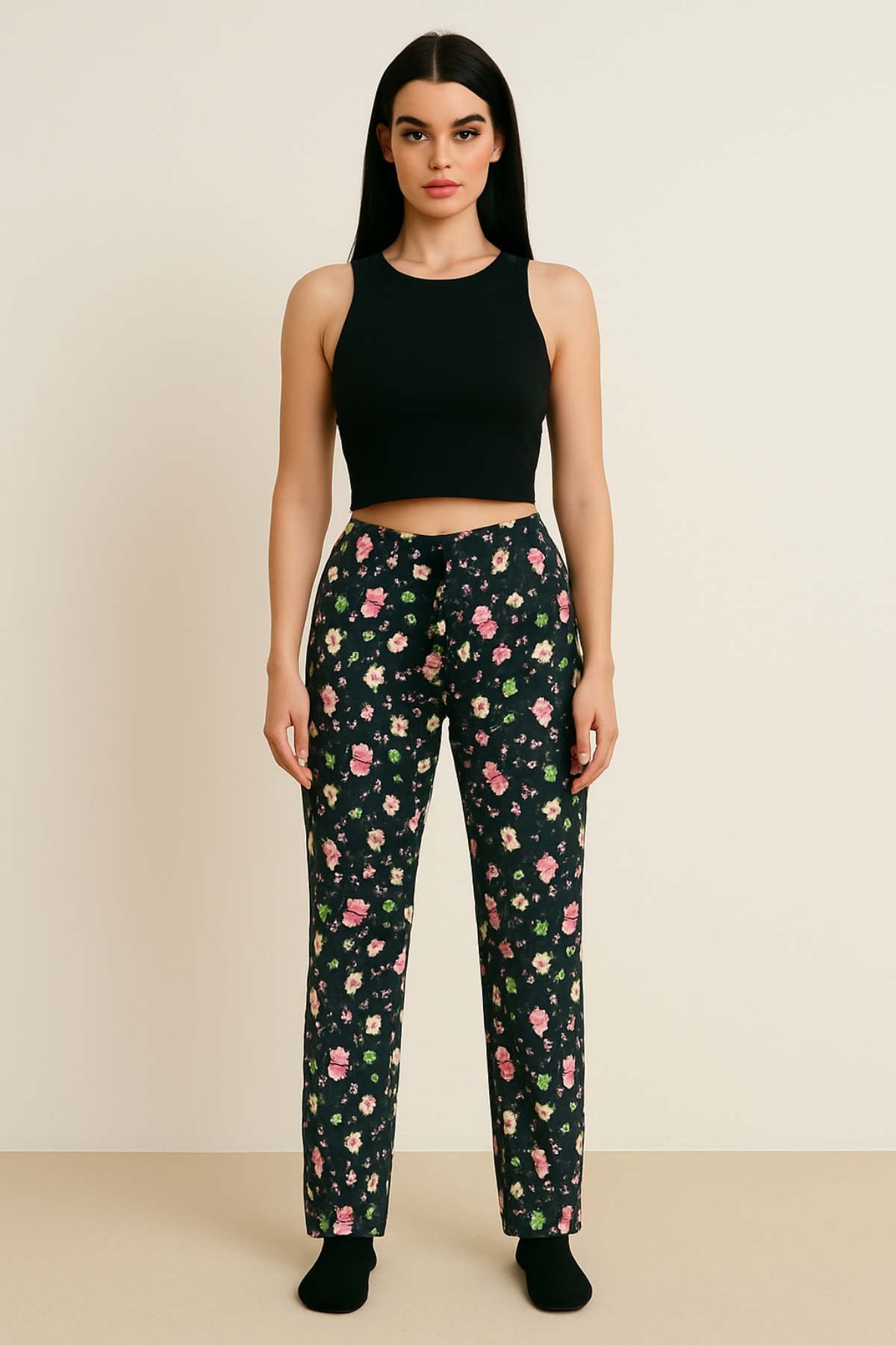Kadın Süet Pijama Tek Alt | Siyah Yılbaşı